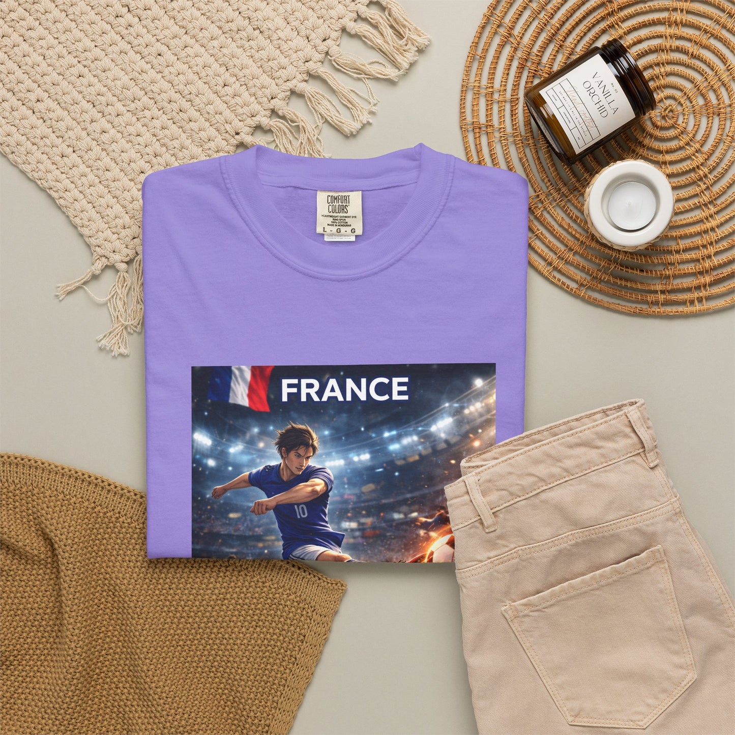 France Soccer Player Graphic T-Shirt — Football Kick Stadium Design
