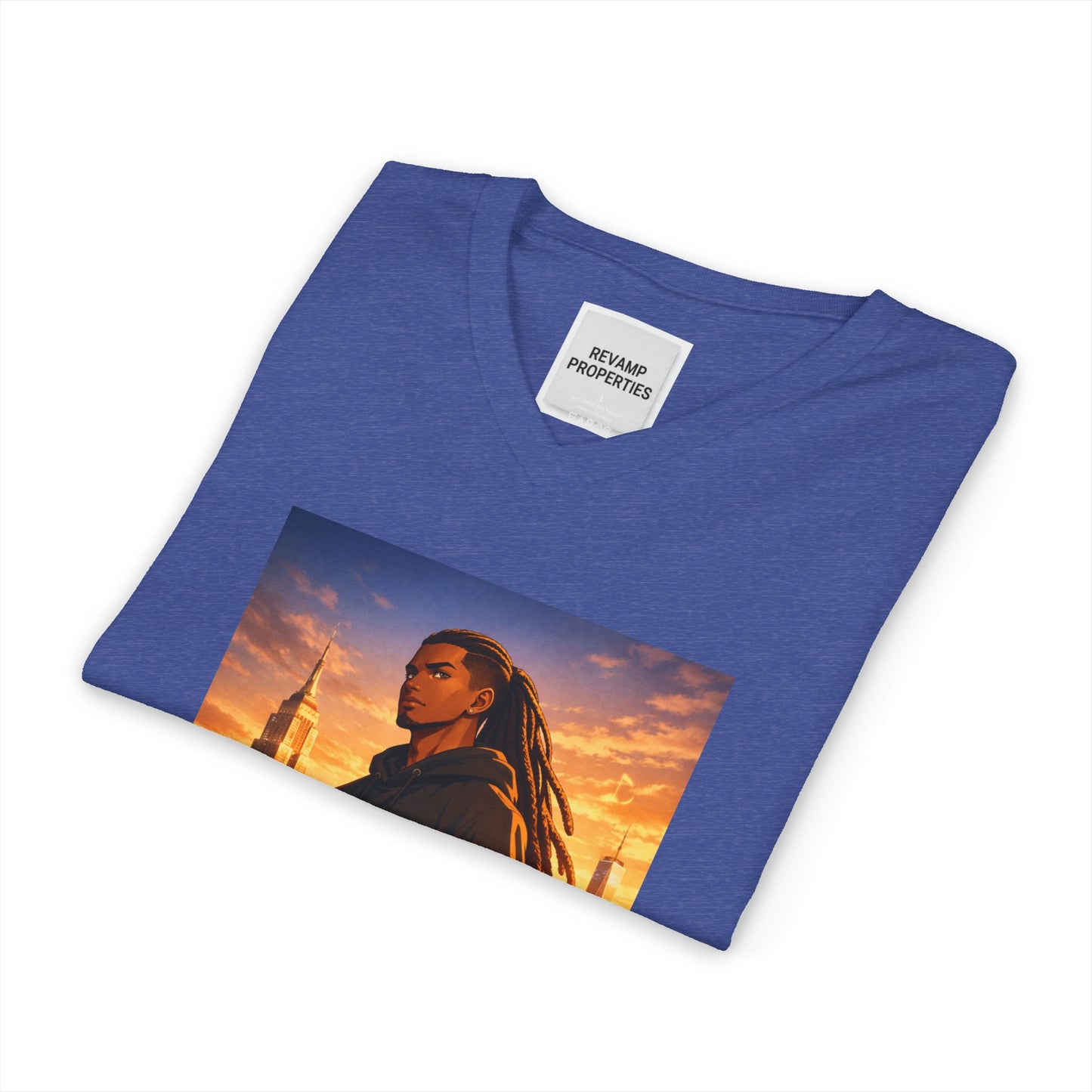 Dreadlocks Sunset Cityscape V-Neck Tee