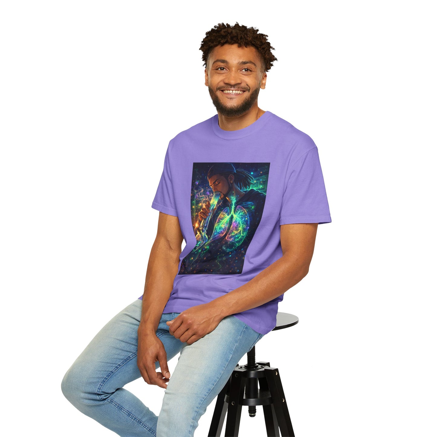 Cosmic Lungs T-Shirt — Neon Anatomical Art Tee