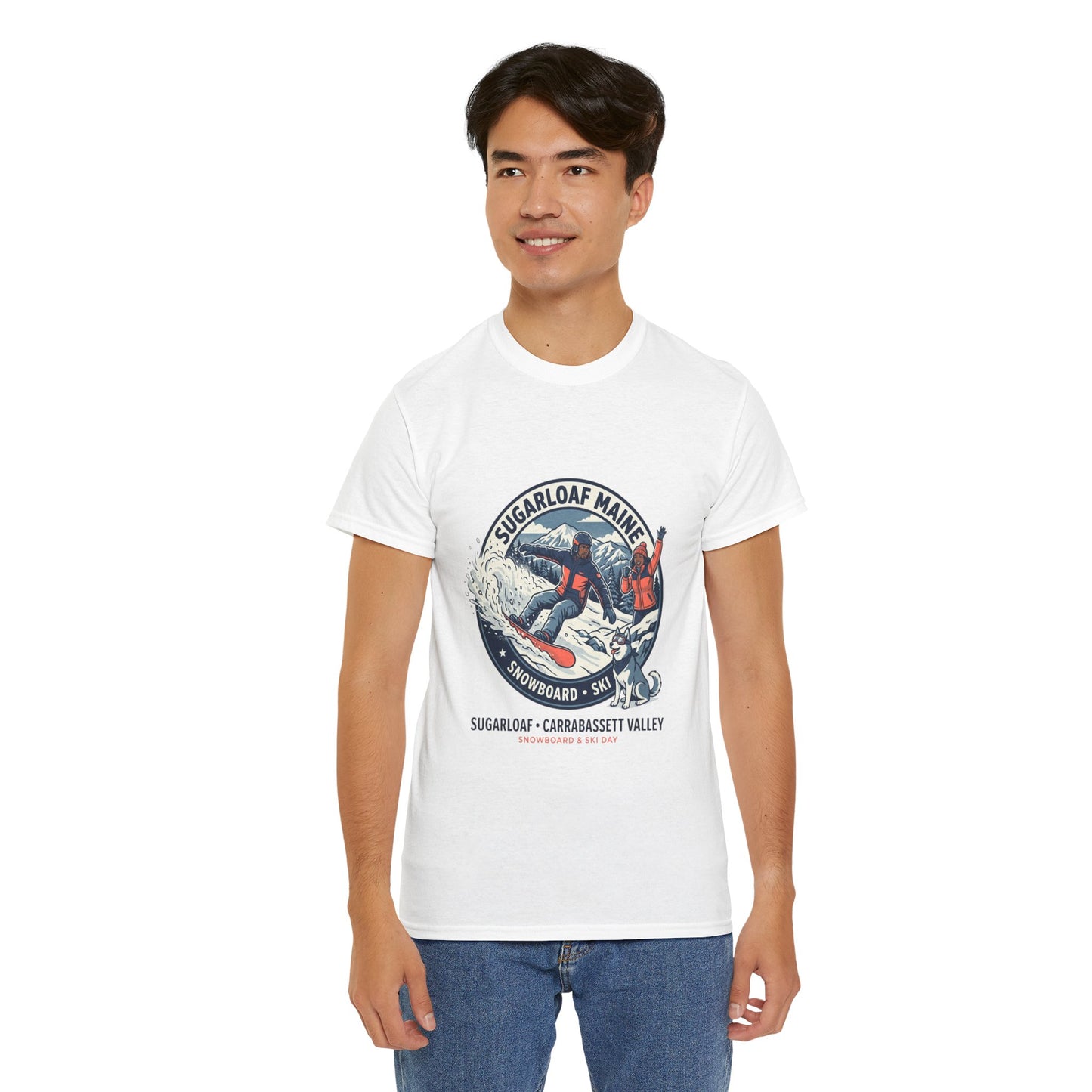 Sugarloaf Maine Snowboard & Ski T‑Shirt — Sugarloaf‑Carrabassett Valley Retro Graphic Tee