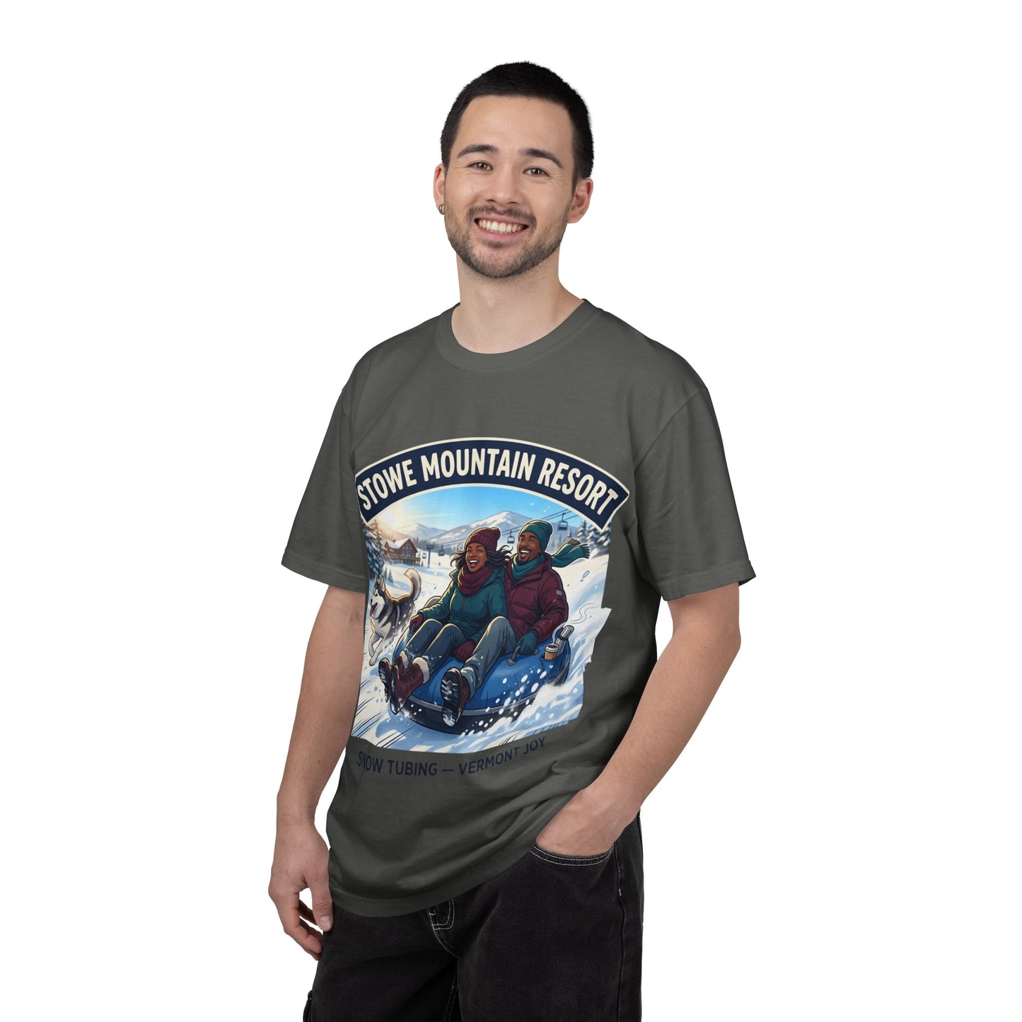 Stowe Mountain Resort Snow Tubing T-Shirt — "Vermont Joy" Winter Apparel