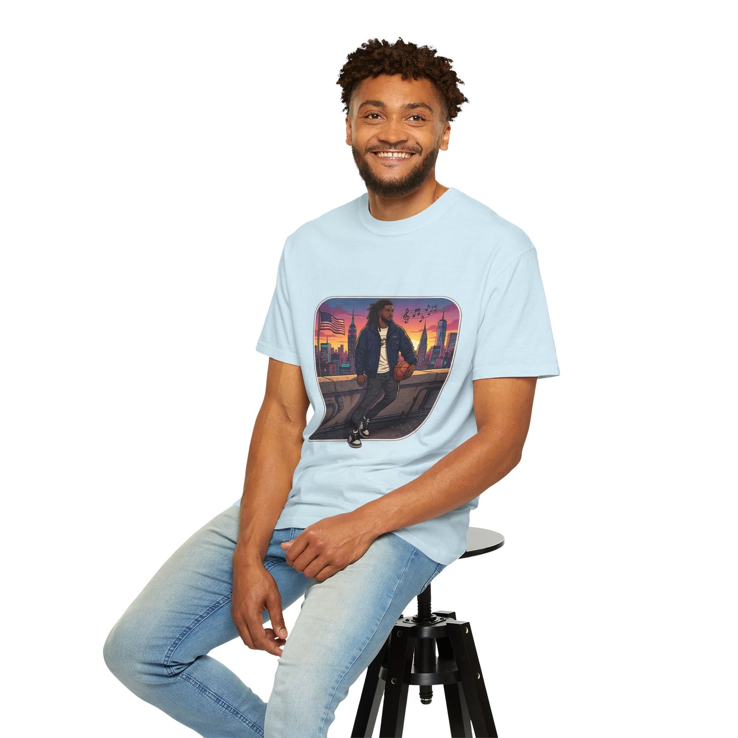 City Sunset Basketball Player T-Shirt — Urban Hoop Lifestyle Tee