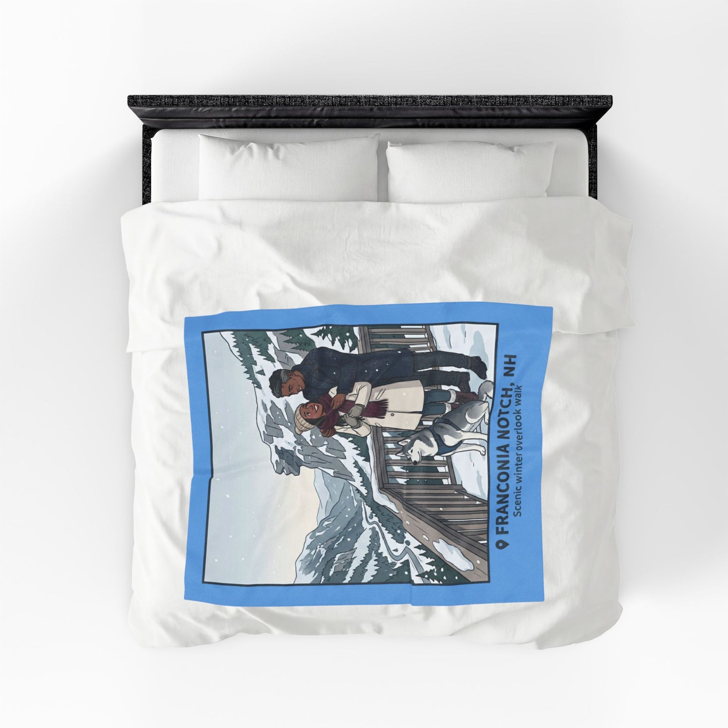 Franconia Notch NH Scenic Winter Plush Blanket — Couples & Husky Snowview Throw