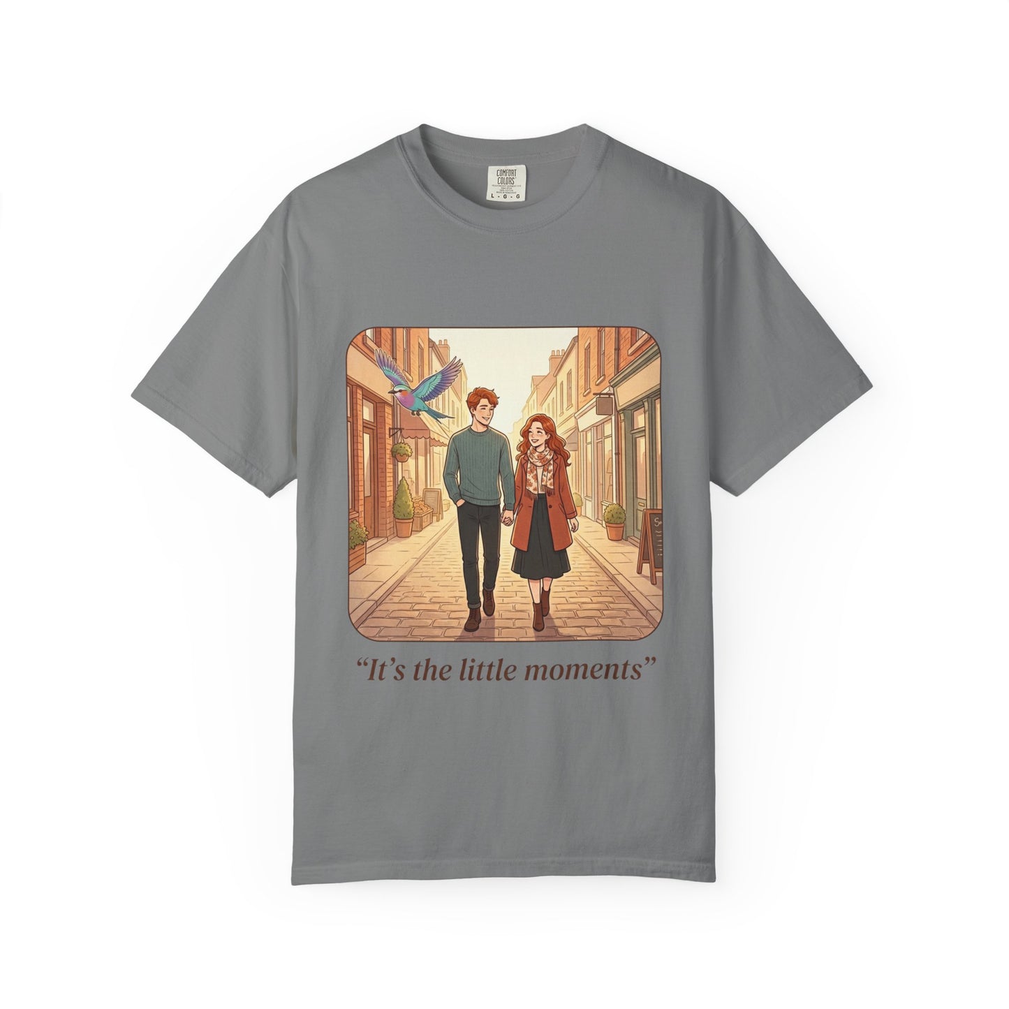 Romantic Stroll T-Shirt — “It’s the little moments” Couple Illustration Tee