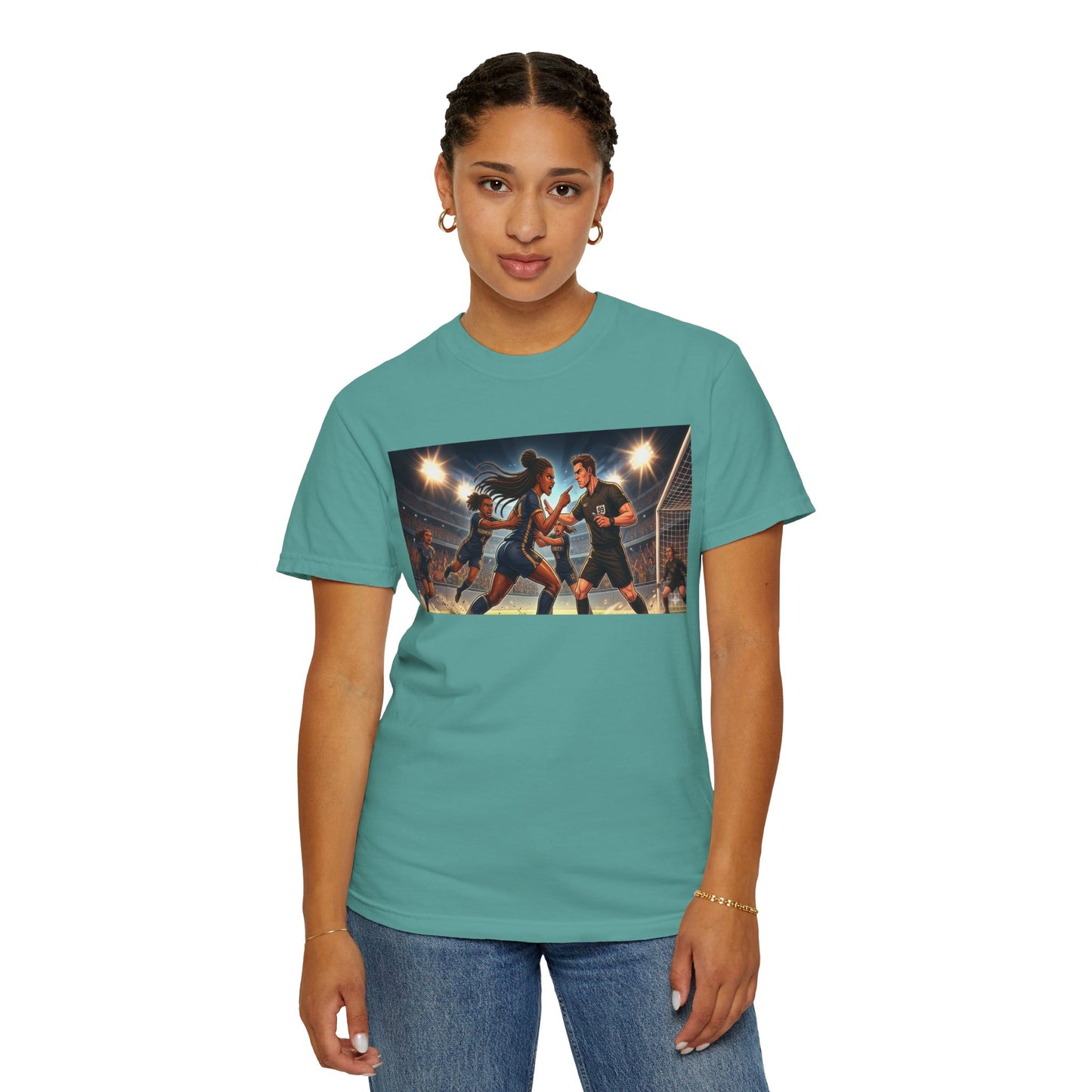 Soccer Night Match T-Shirt — Dynamic Players Under Stadium Lights