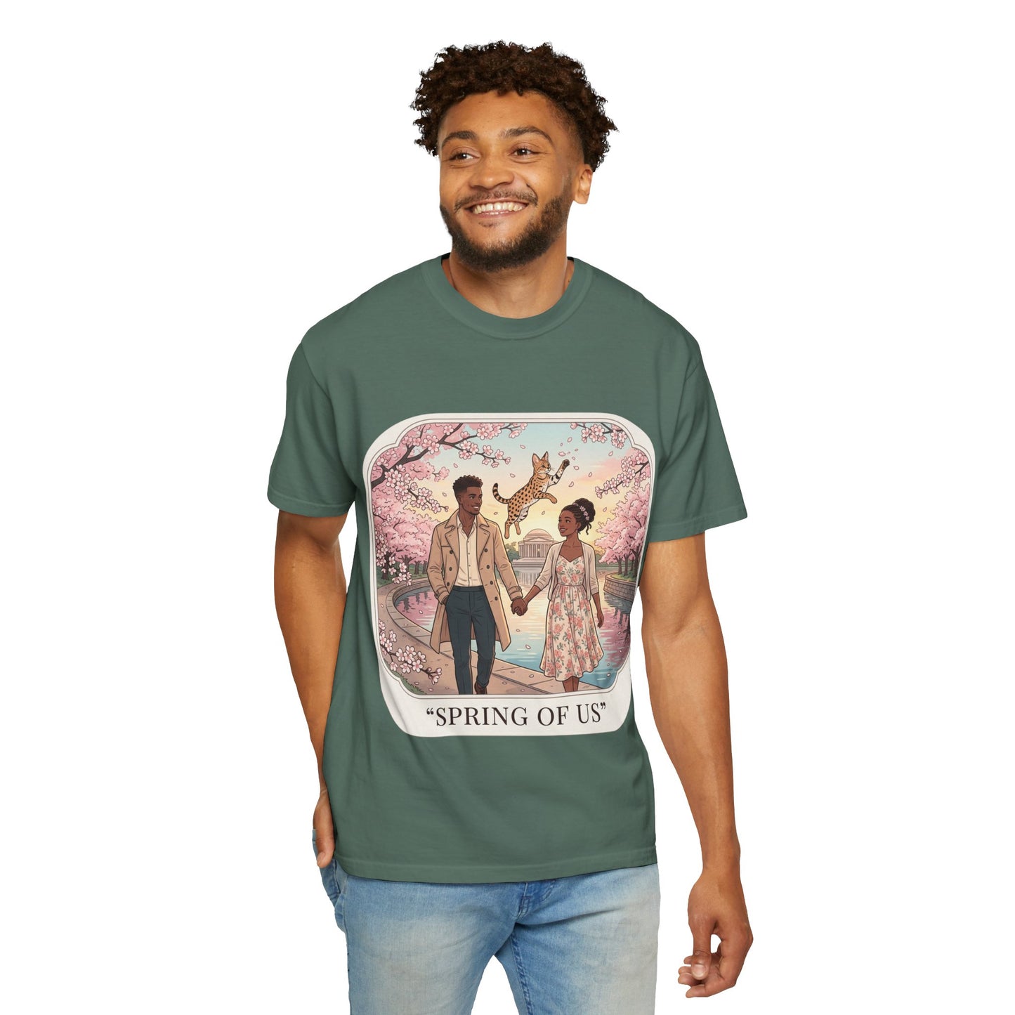 Spring of Us T-Shirt — Romantic Cherry Blossom Couple Graphic Tee