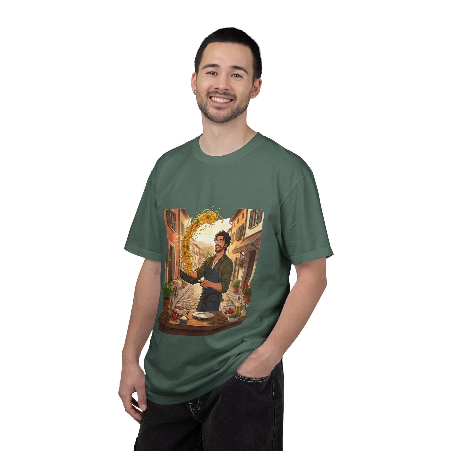 Italian Chef Pasta Toss T-Shirt — Vintage Street Kitchen Cooking Graphic Tee