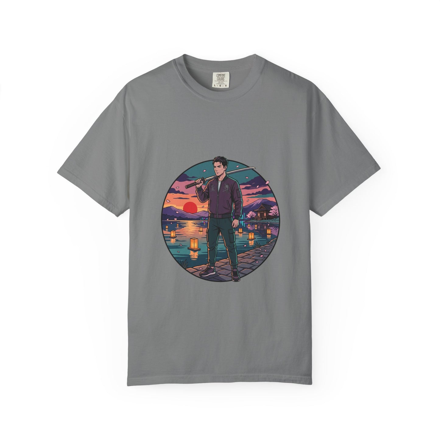 Vintage Night Harbor T-Shirt — Retro Sunset Fisherman Graphic Tee