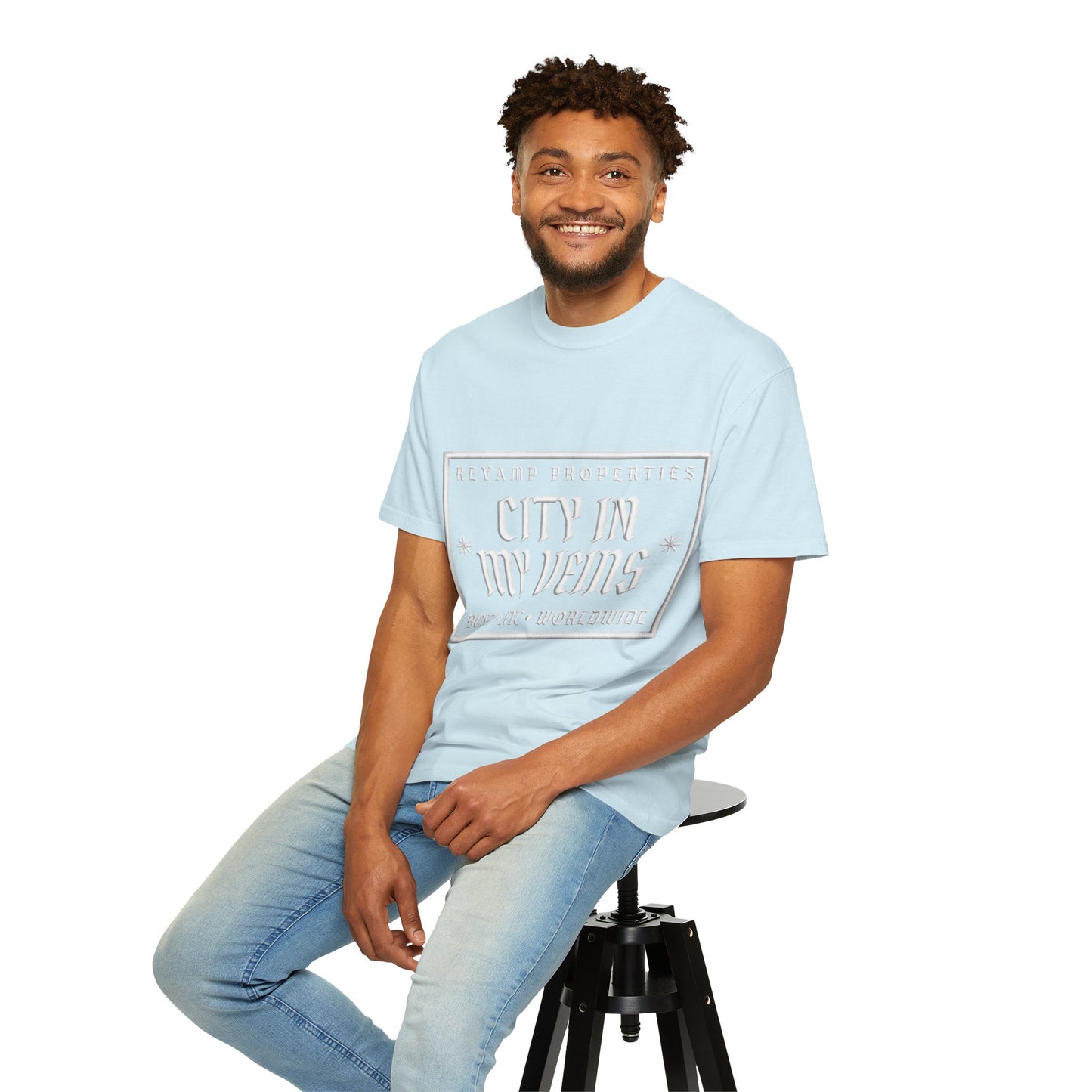 City In My Veins T‑Shirt — Vintage Cityscape Tee (Boston • NYC • Manchester)