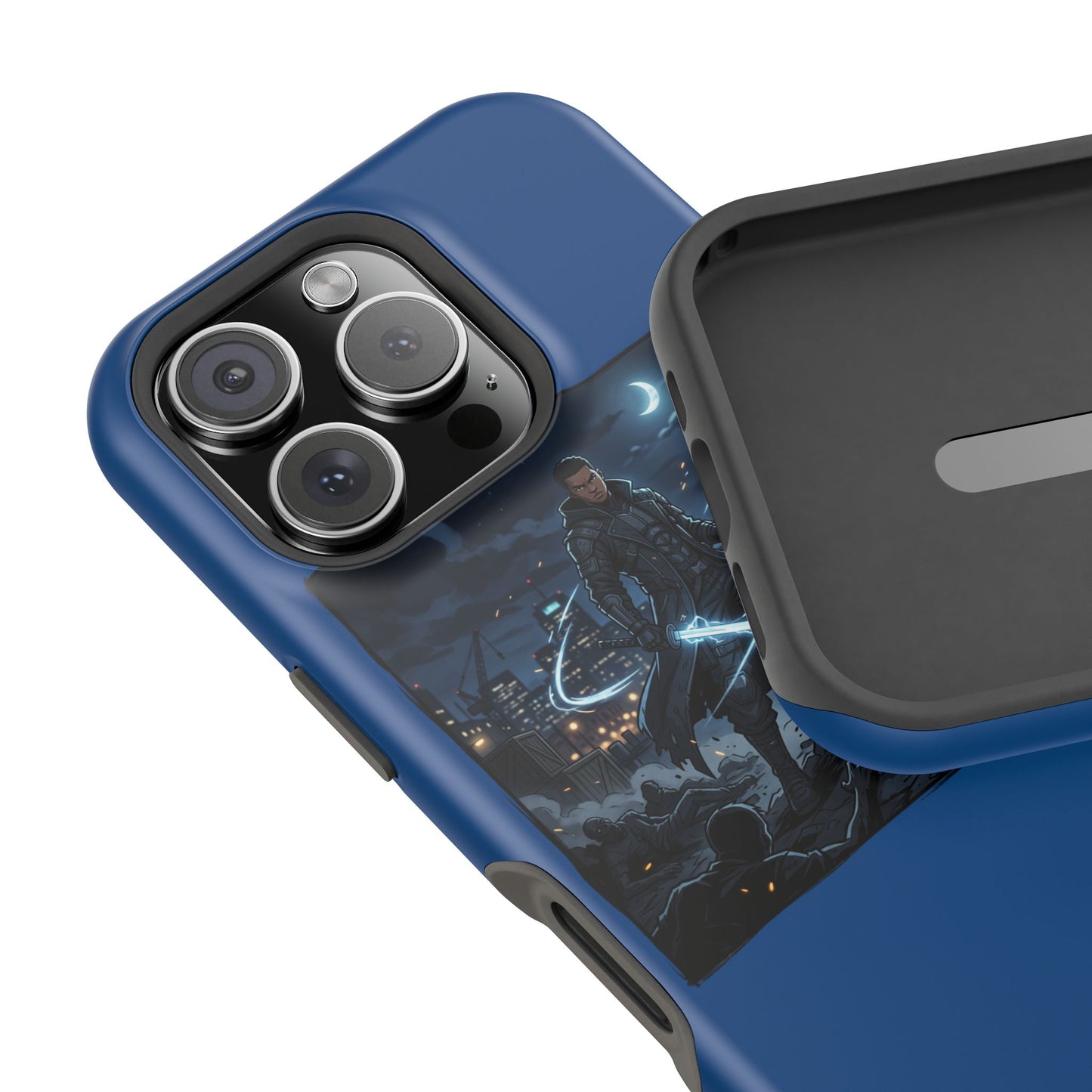Magnetic Impact-Resistant Phone Case — Night Warrior Sci‑Fi Design