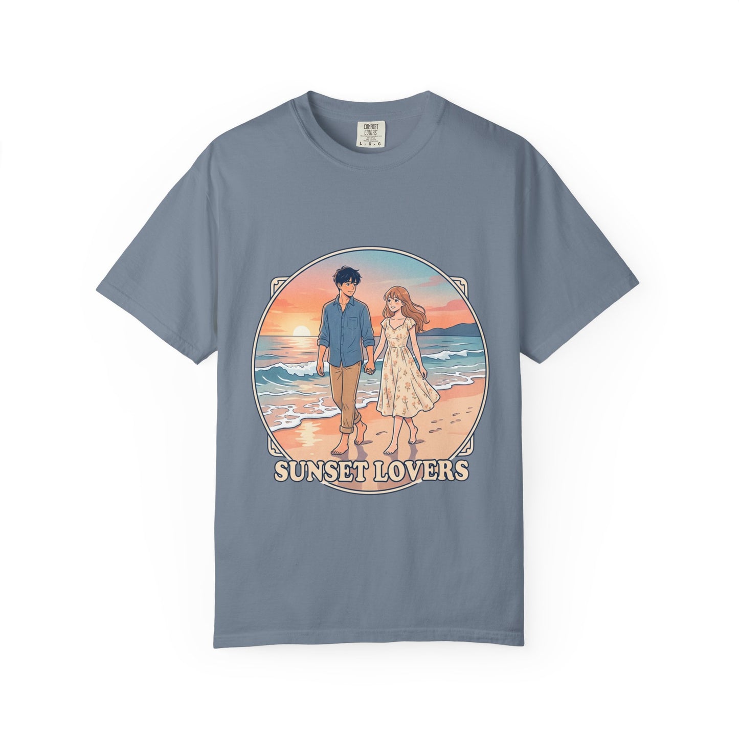 Sunset Lovers Beach T-Shirt — Romantic Couple Graphic Tee