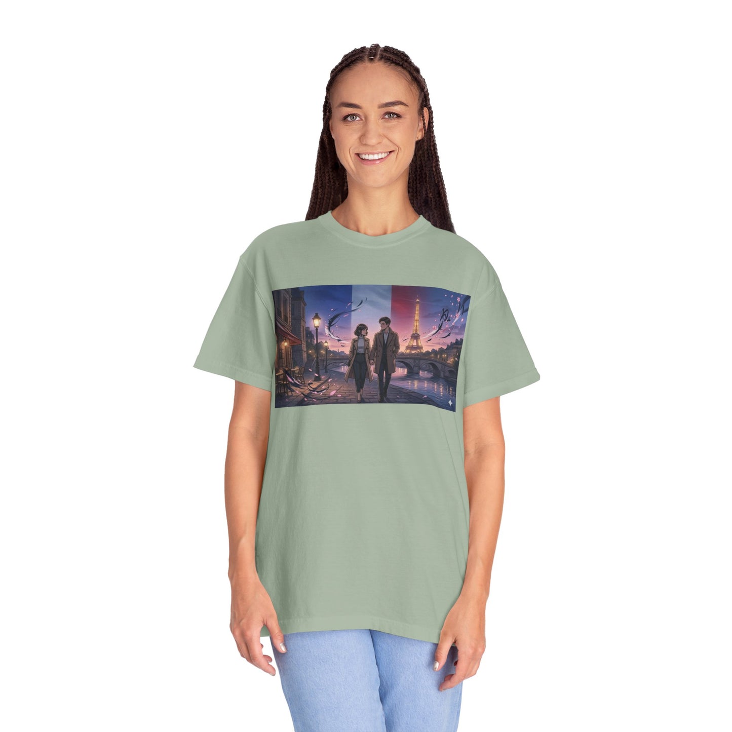 T-Shirt — Romantic City Night Stroll Illustration