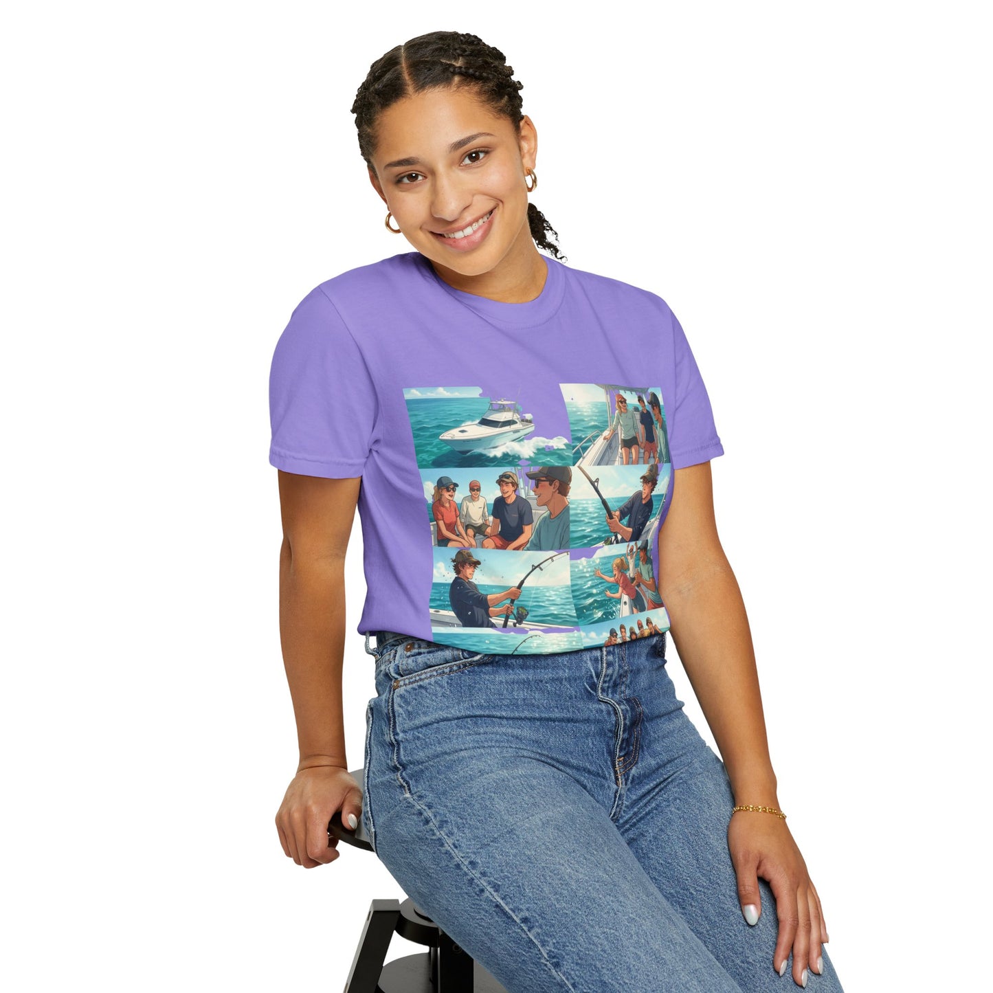 Deep Sea Energy (Friends Fishing Edition) Fishing Trip Photo Collage T-Shirt
