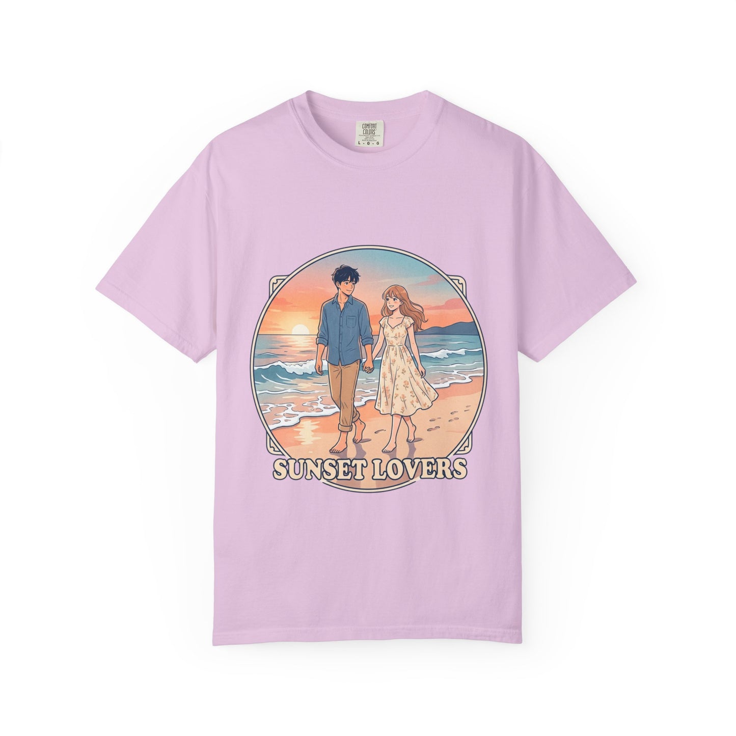 Sunset Lovers Beach T-Shirt — Romantic Couple Graphic Tee