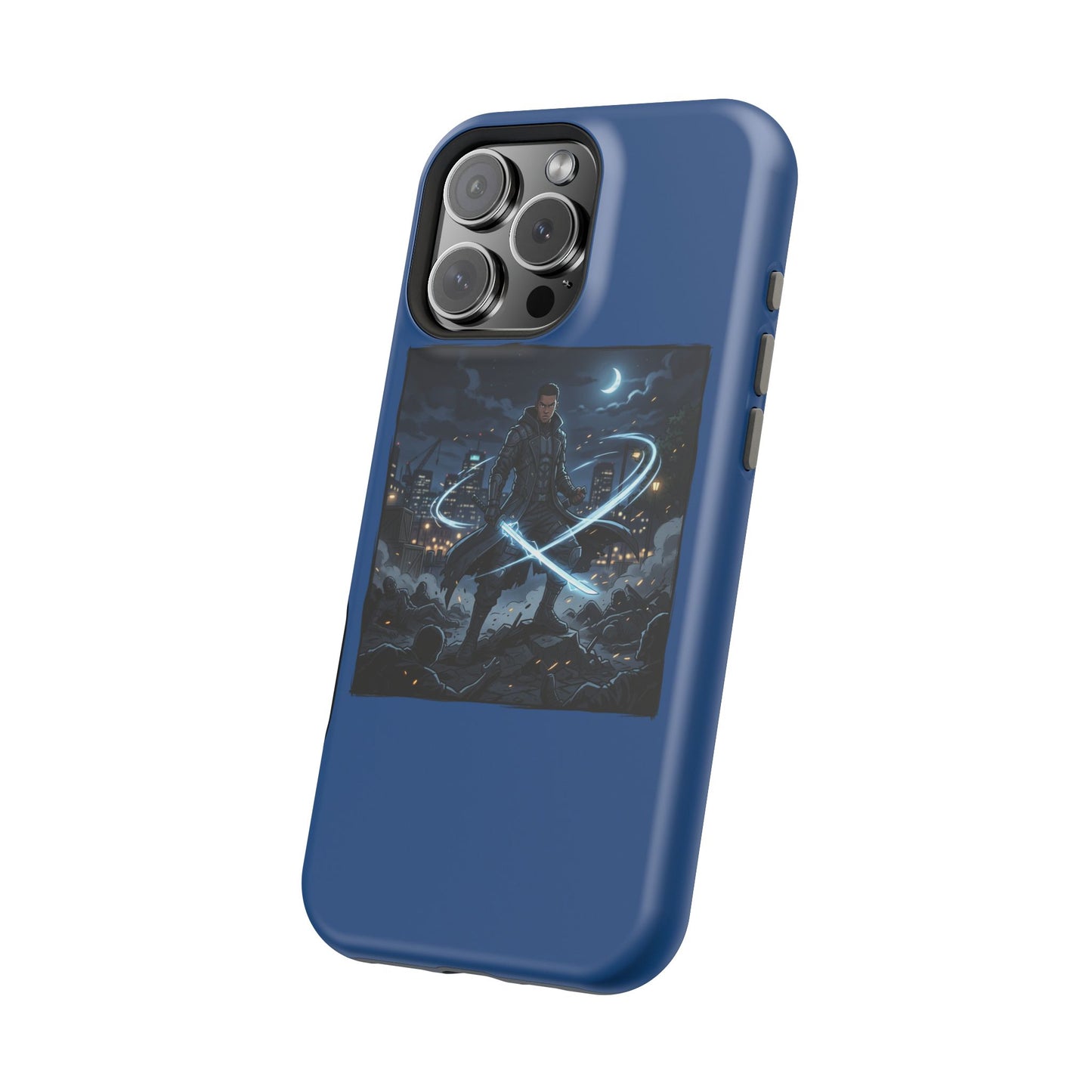 Magnetic Impact-Resistant Phone Case — Night Warrior Sci‑Fi Design