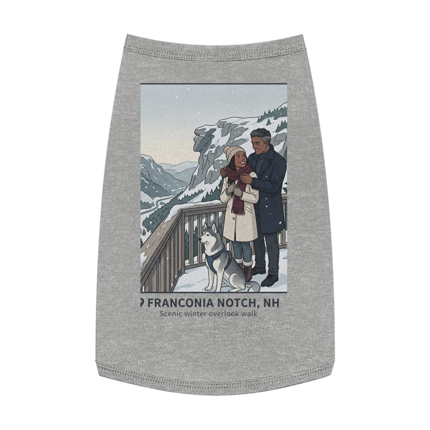 Dog Winter Walk Tank — Cozy Couple & Husky Scenic Pet Tank Top