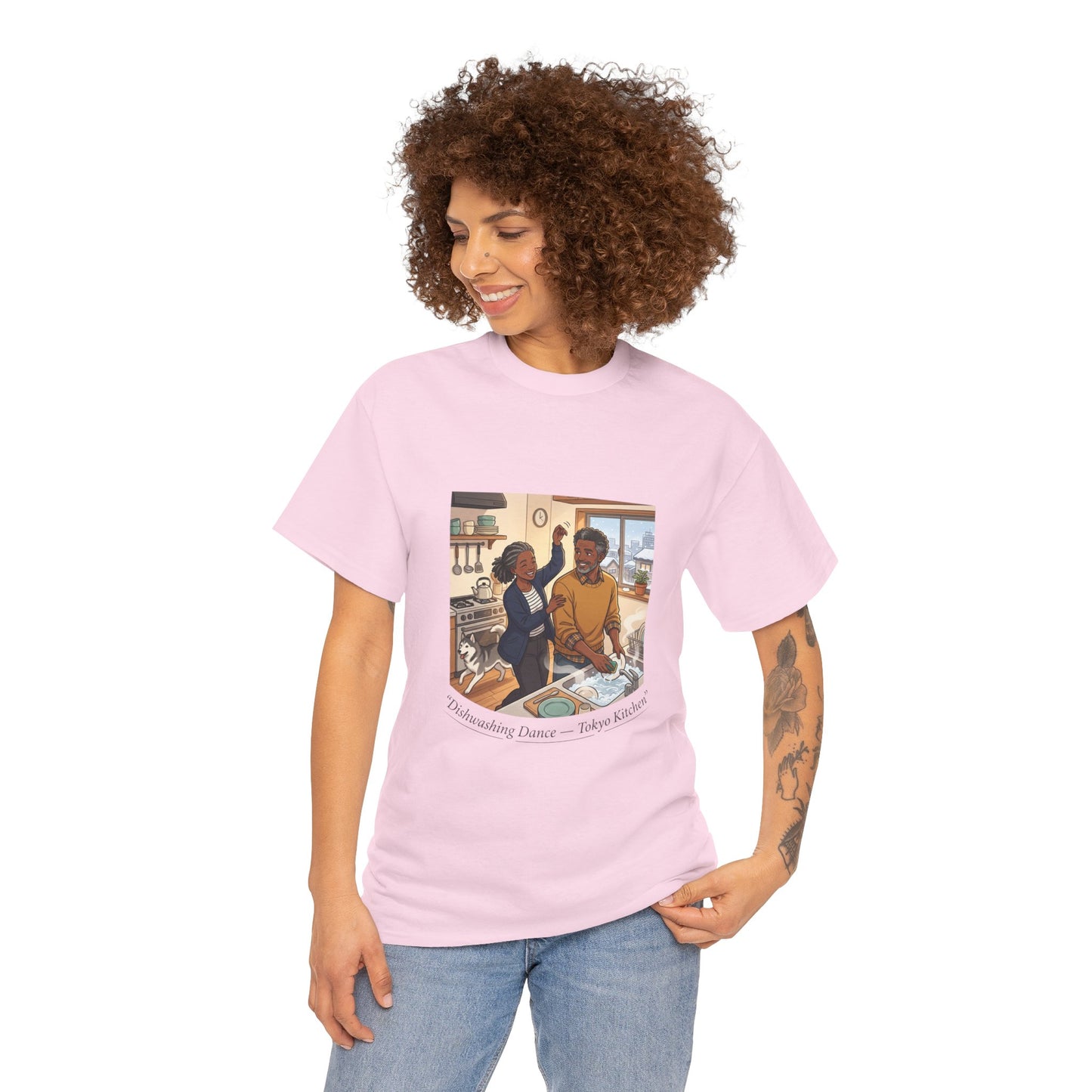 Dishwashing Dance Tee — Couple Kitchen Graphic T-Shirt
