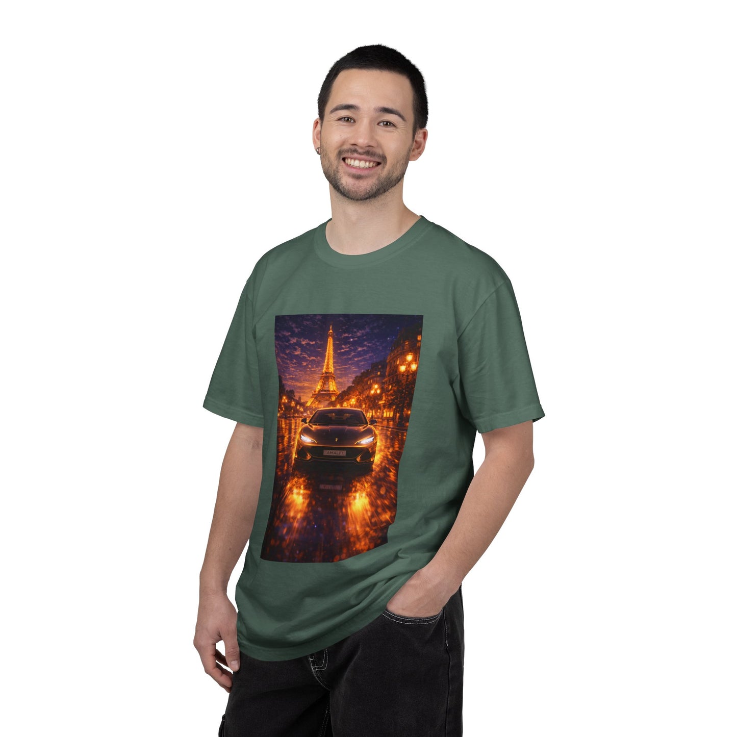 Paris Night Drive T-Shirt — Eiffel Tower Car Scene