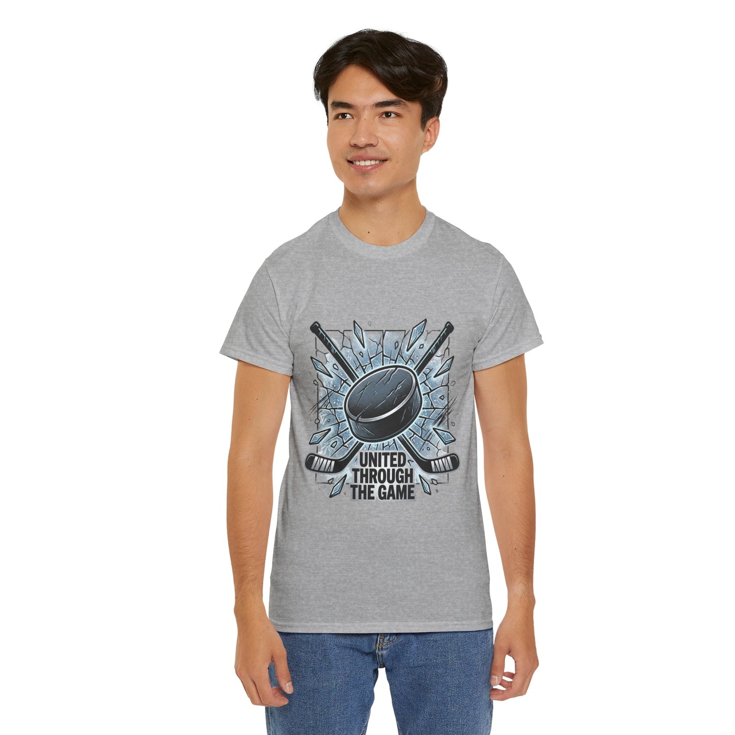 Hockey T-Shirt — "United Through the Game" Graphic Tee