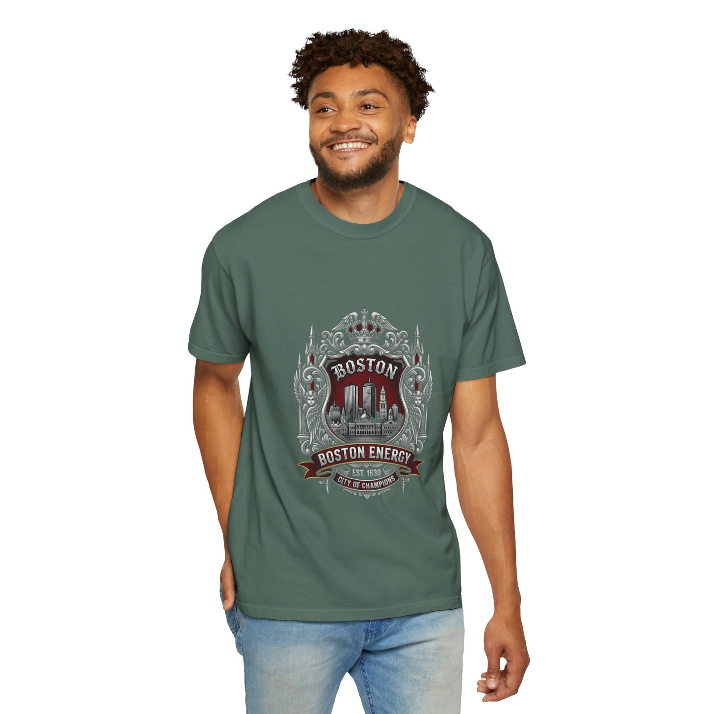 Boston Energy Vintage Crest T-Shirt — Retro City Skyline Tee