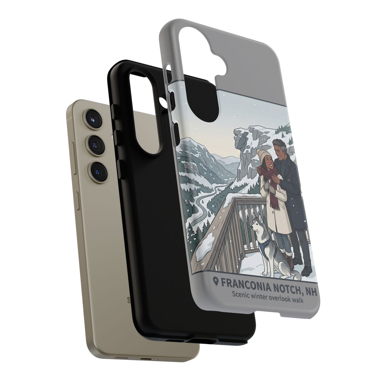 Winter Scenic Phone Case — Franconia Notch NH Couples & Husky Design