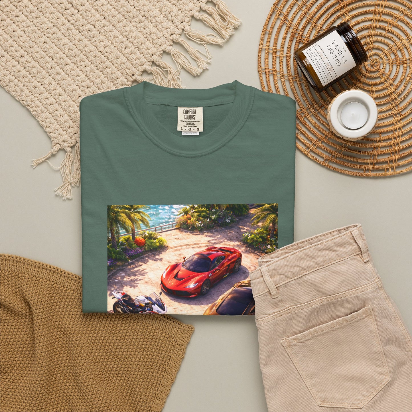 MULTI-VEHICLE - T-Shirt — Tropical Sports Cars & Motorbikes Print