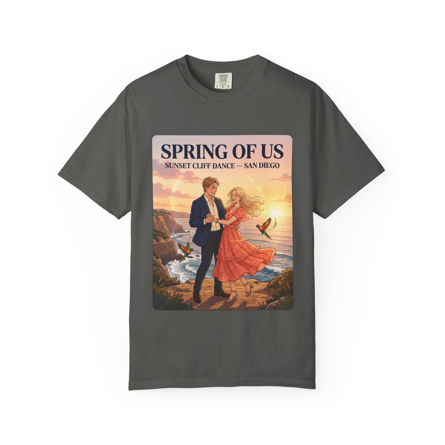 Spring of Us T‑Shirt — Sunset Cliff Dance San Diego Vintage Romance Tee