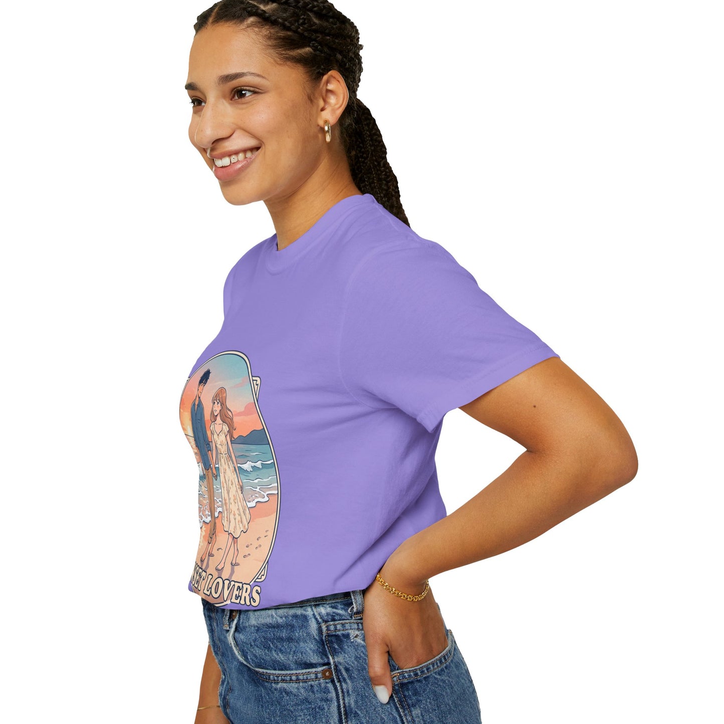 Sunset Lovers Beach T-Shirt — Romantic Couple Graphic Tee