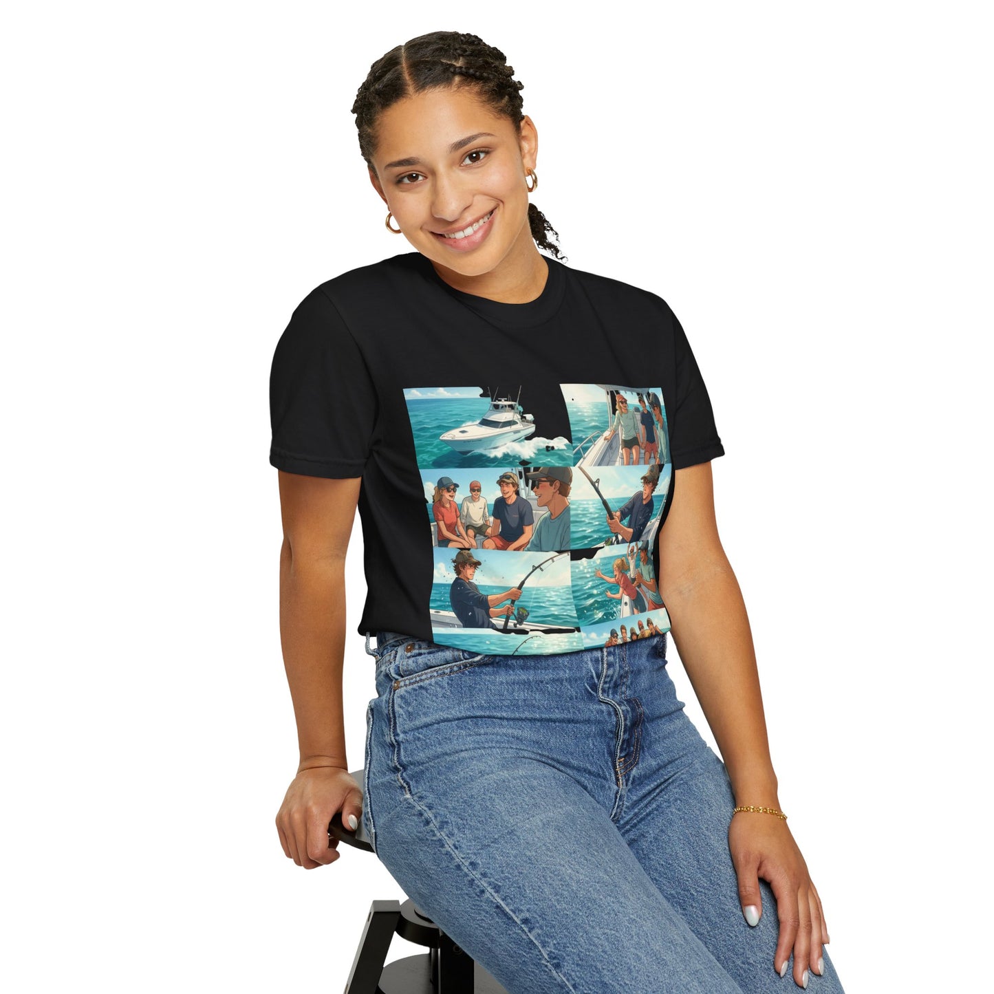 Deep Sea Energy (Friends Fishing Edition) Fishing Trip Photo Collage T-Shirt