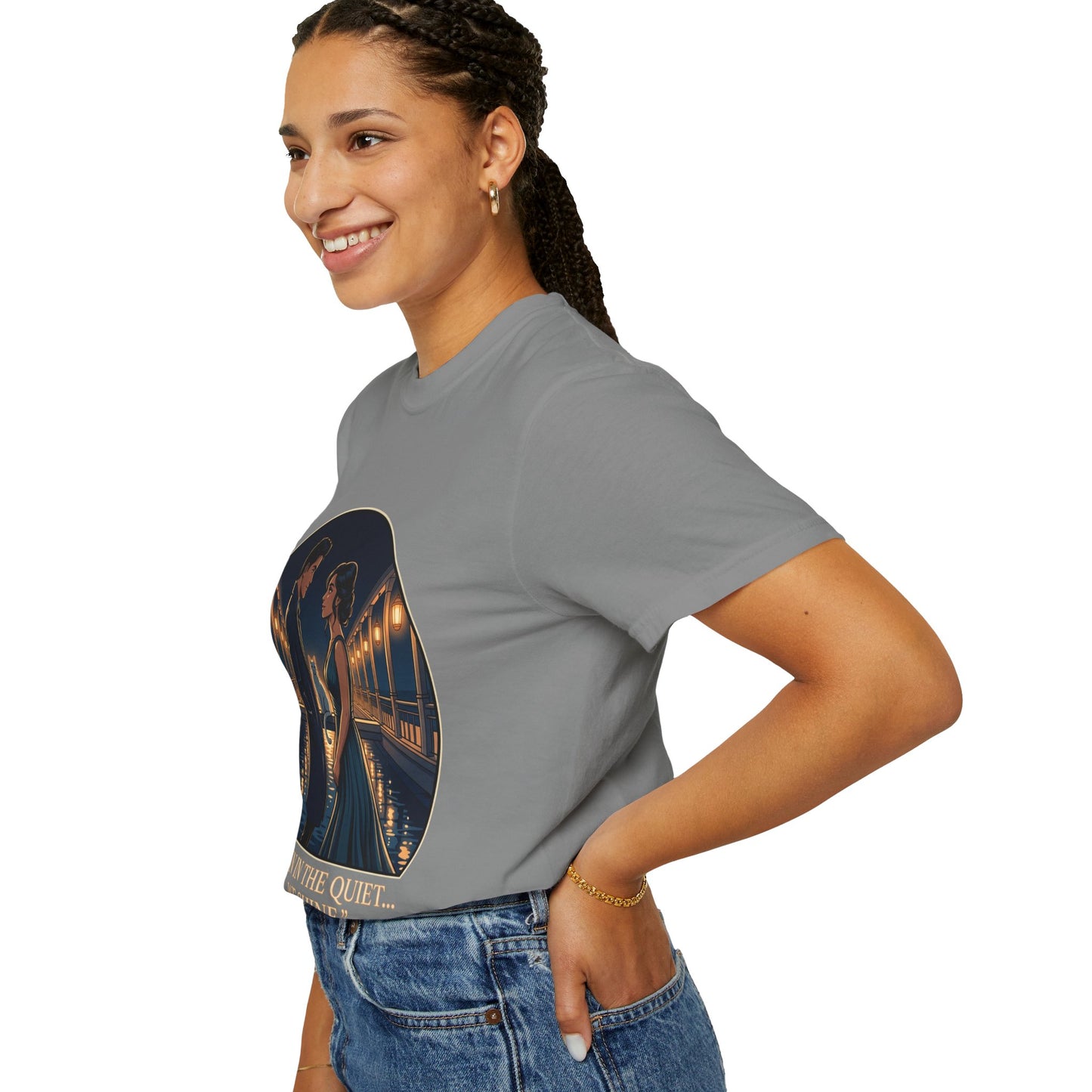 Romantic Night Stroll T-Shirt — "Even in the Quiet... We Shine" Graphic Tee