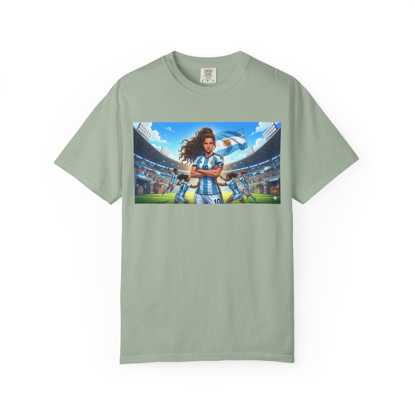 Argentina Soccer Heroine Stadium T-Shirt – Female Soccer Player Graphic Tee