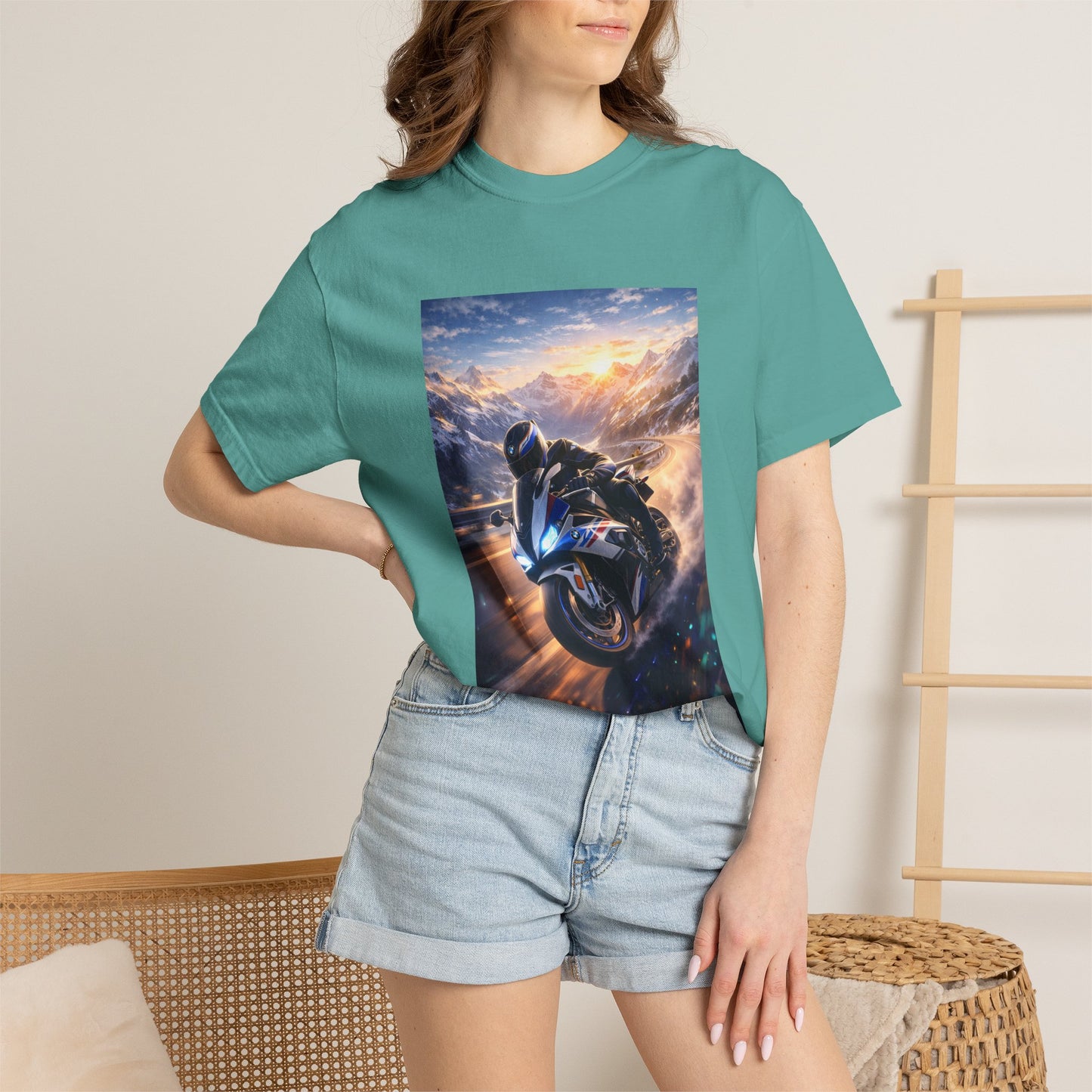 BMW S1000RR ALPINE GHOST RIDE - T‑Shirt — Sportbike Skyline Graphic Tee
