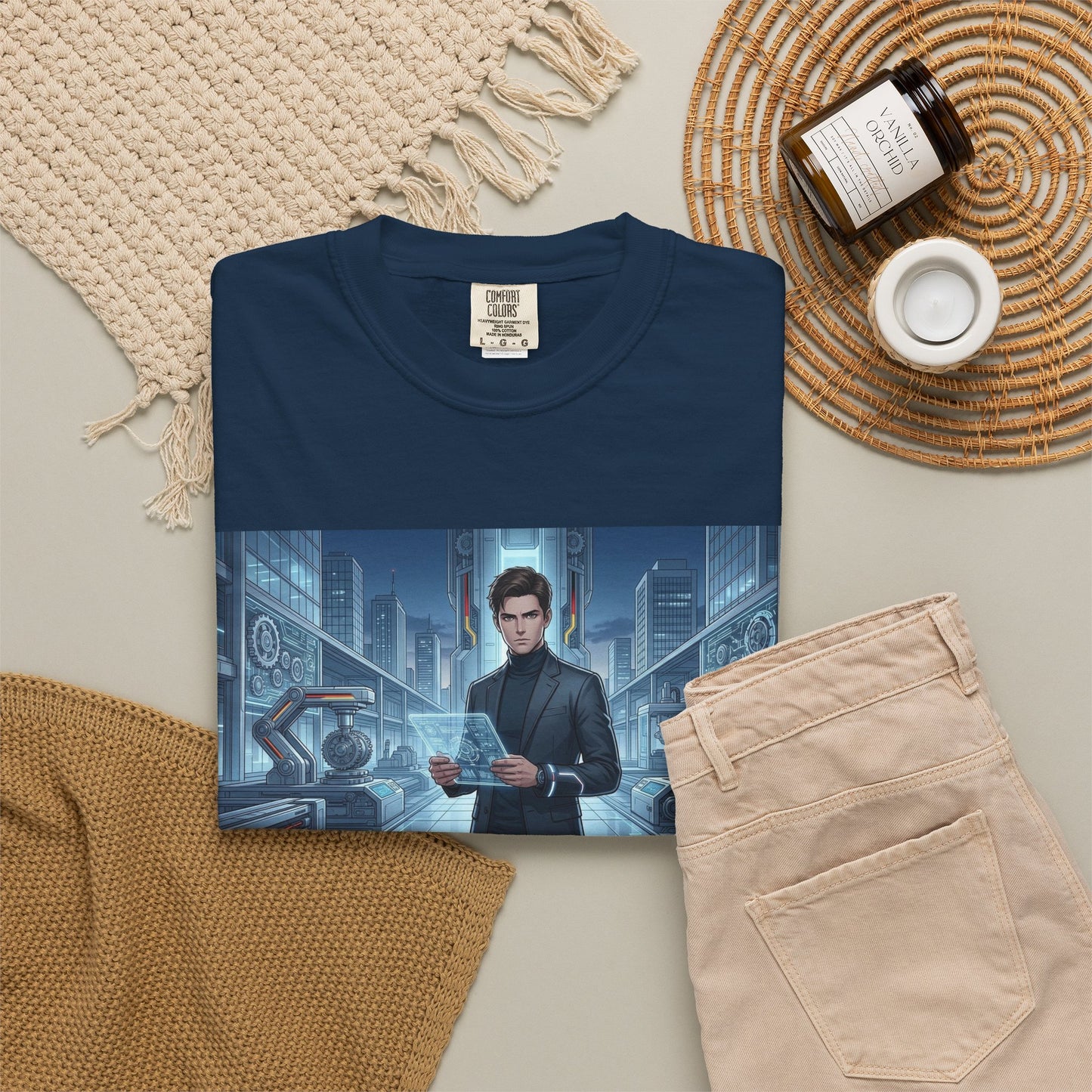 Cyberpunk Detective T-Shirt — Futuristic Noir Cityscape Graphic Tee