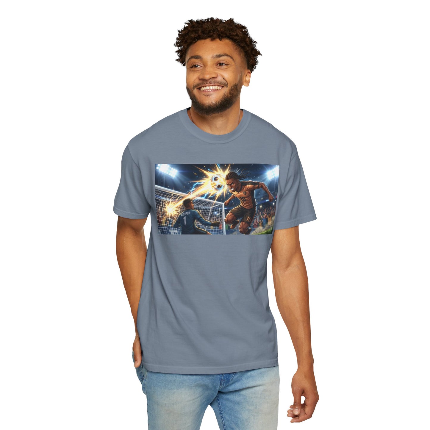 Soccer Goal Explosion T-Shirt — Action-Packed Football Graphic Tee