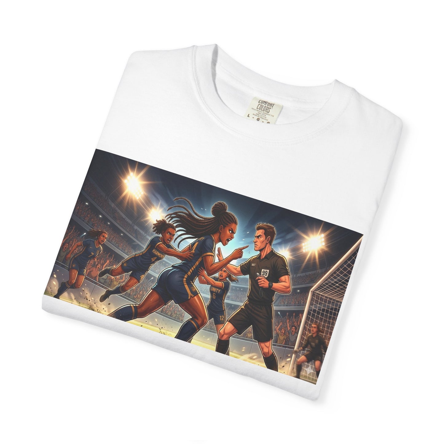 Soccer Night Match T-Shirt — Dynamic Players Under Stadium Lights
