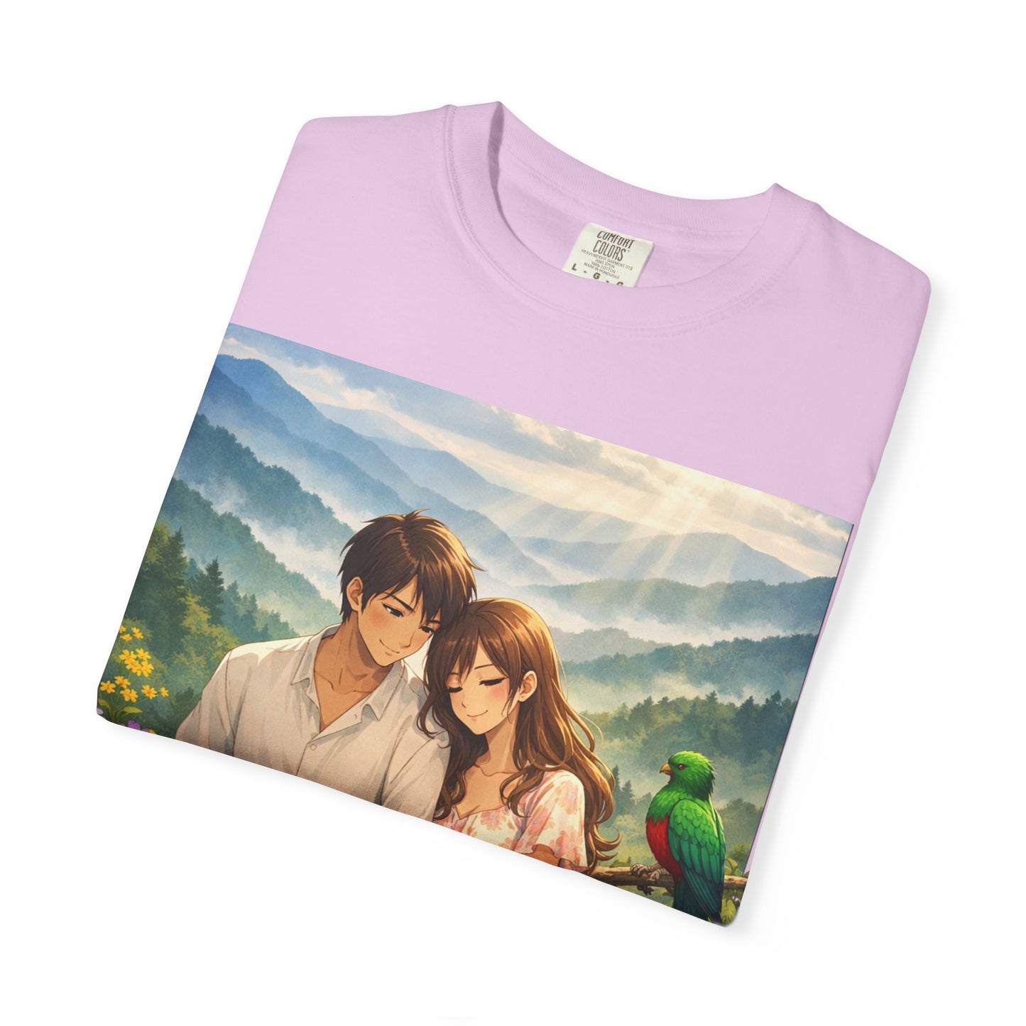 Romantic Anime Couple T-Shirt — Sunset Meadow Illustration