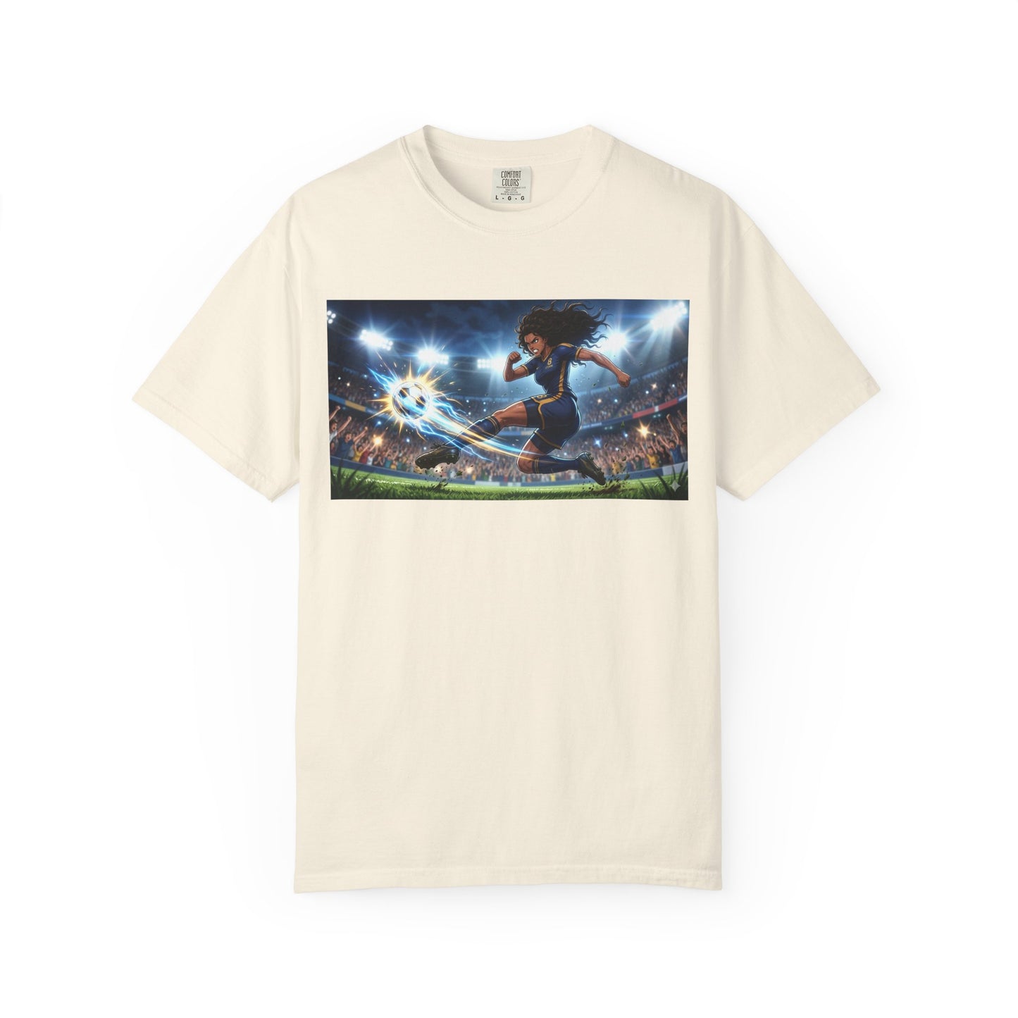 Soccer Kick Graphic T-Shirt — Energetic Stadium Football Design