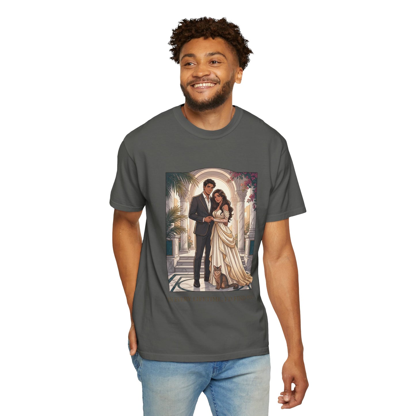 Romantic Vintage Wedding Portrait T-Shirt — "In Every Lifetime, I'd Find You"