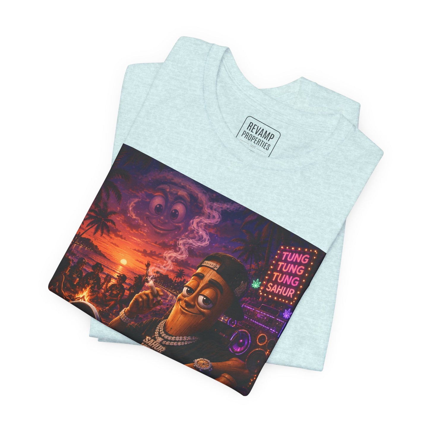 Tung Tung Tung Sahur Laid-Back Nightlife Graphic Tee — "Things Take Time" Urban Cartoon Design