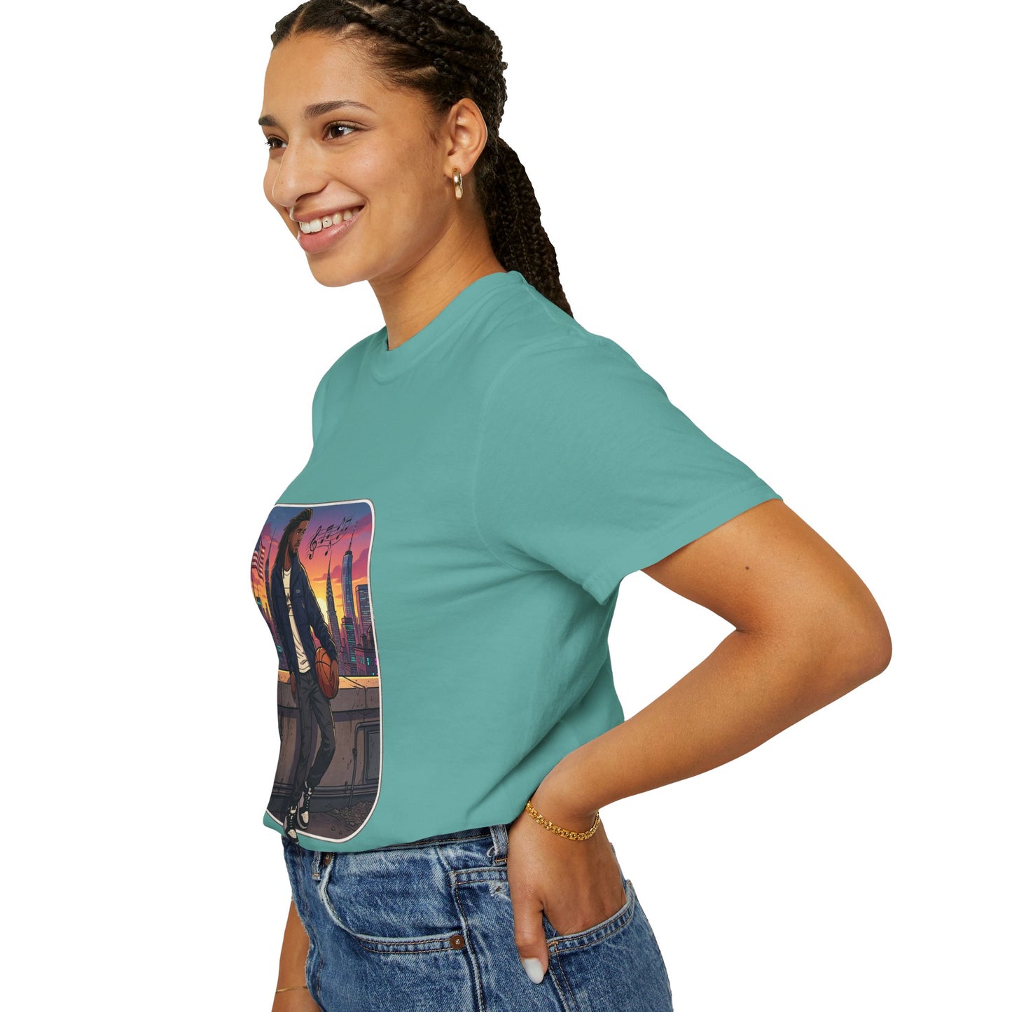 City Sunset Basketball Player T-Shirt — Urban Hoop Lifestyle Tee