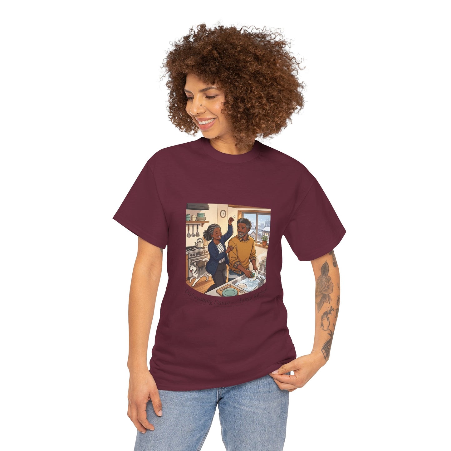 Dishwashing Dance Tee — Couple Kitchen Graphic T-Shirt