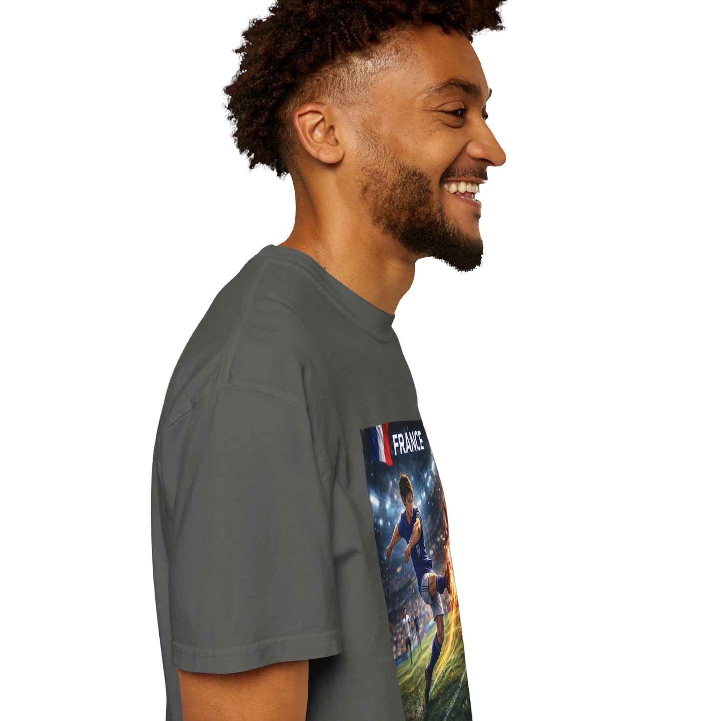 France Soccer Player Graphic T-Shirt — Football Kick Stadium Design