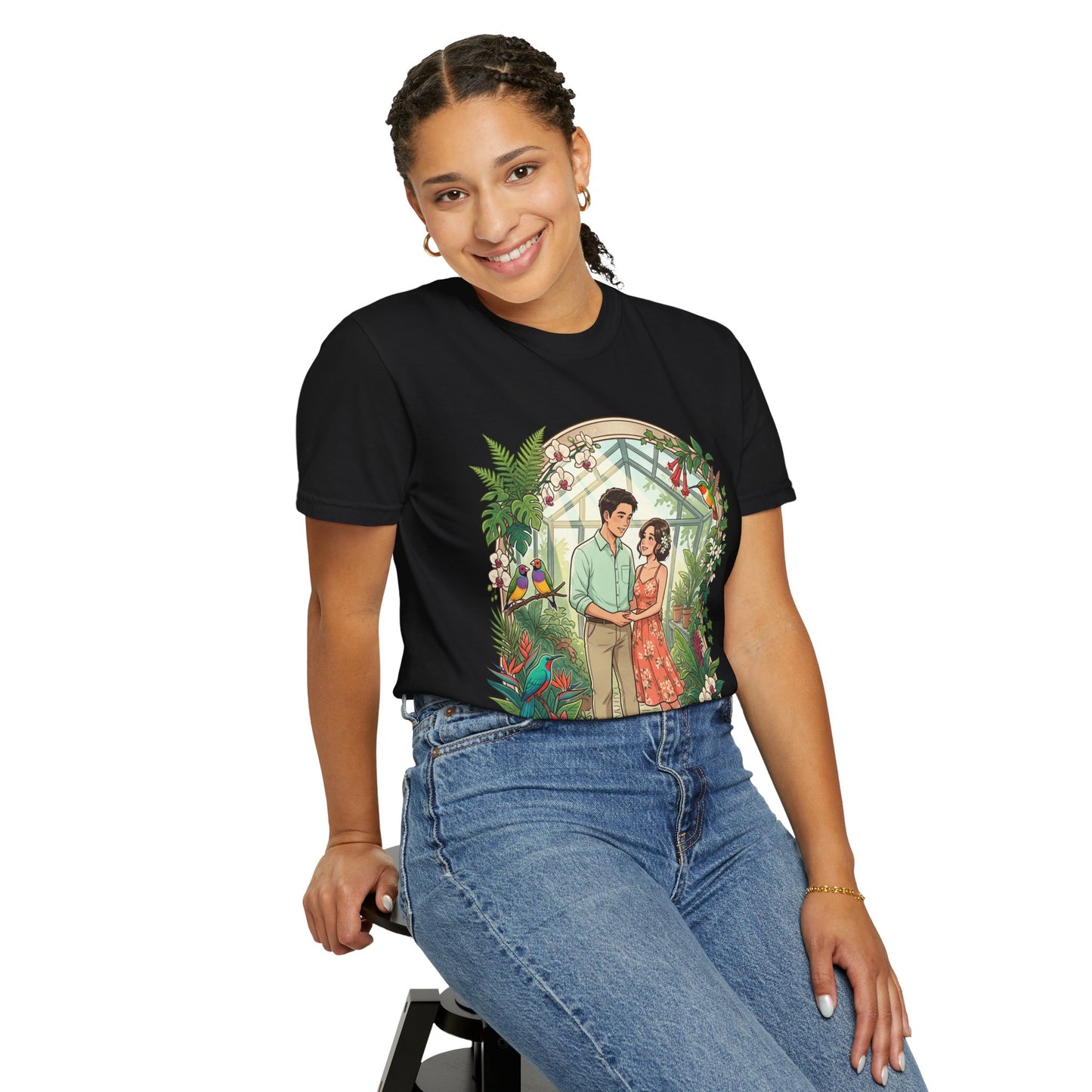 Romantic Greenhouse Couples T-Shirt — “Love Grows Where We Nurture It”