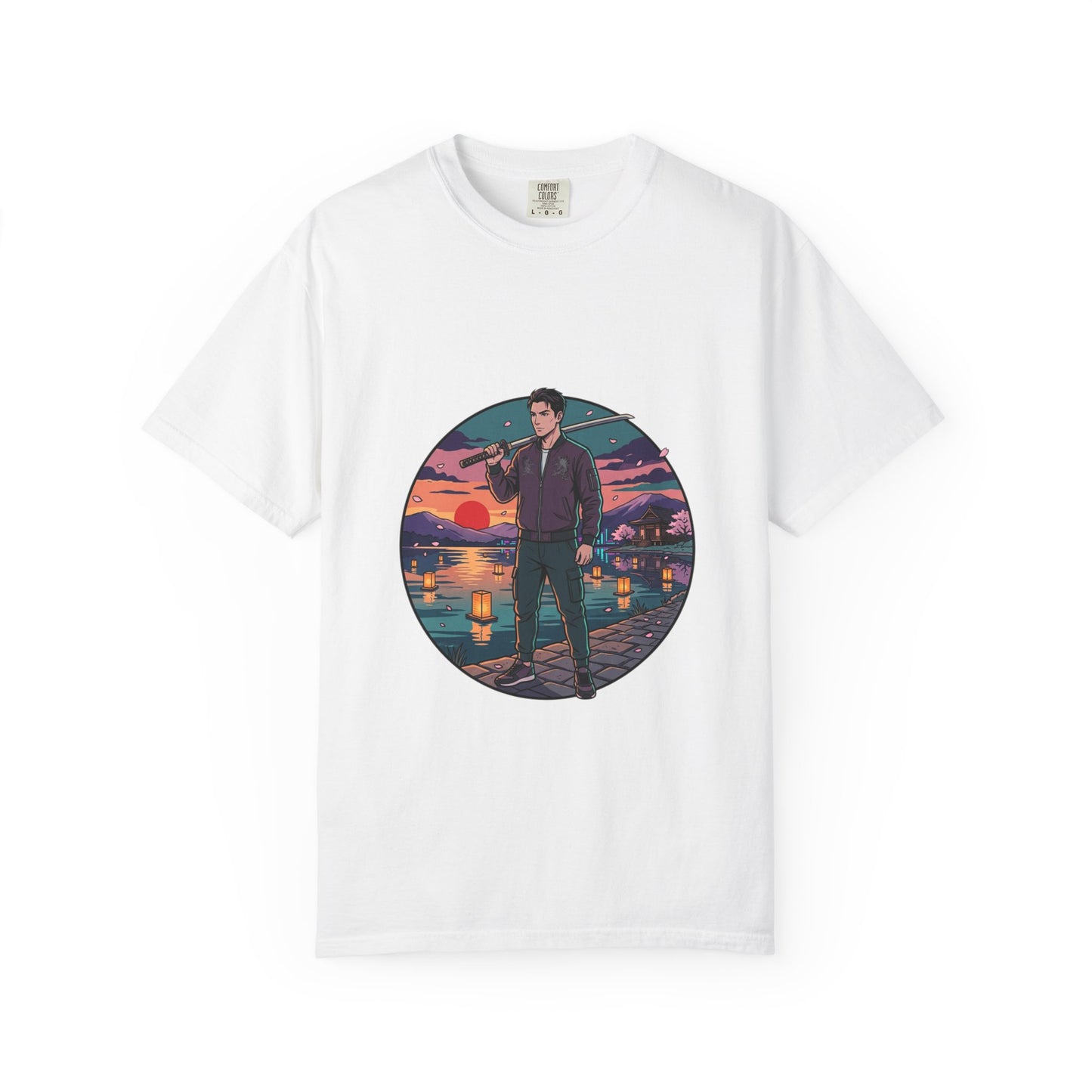 Vintage Night Harbor T-Shirt — Retro Sunset Fisherman Graphic Tee