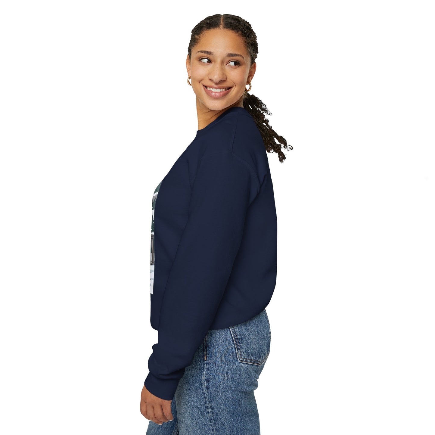 Crewneck Sweatshirt — Franconia Notch Winter Couple Scenic Graphic