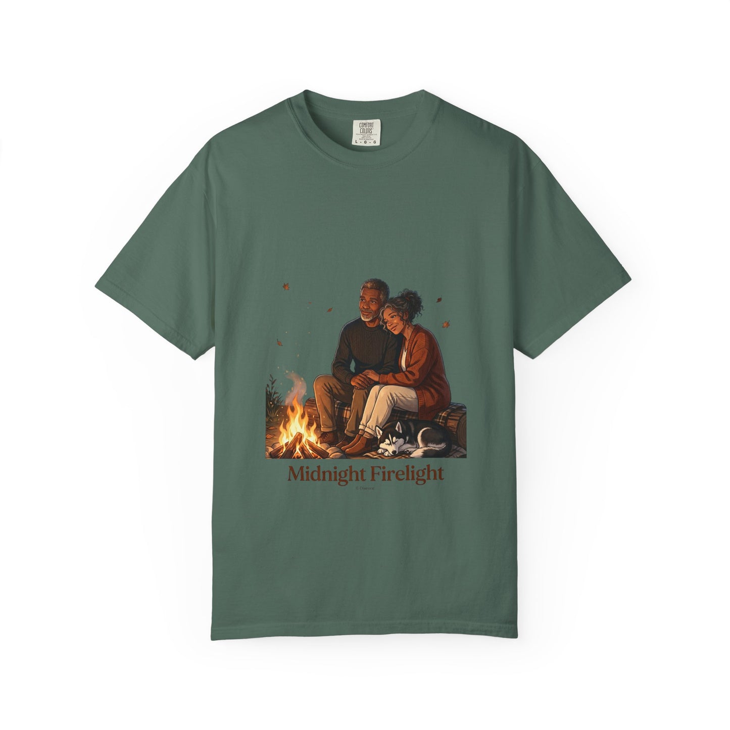 Midnight Firelight T-Shirt — Cozy Couple Campfire Graphic Tee