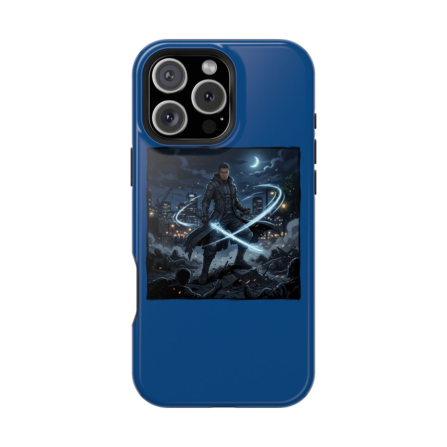 Magnetic Impact-Resistant Phone Case — Night Warrior Sci‑Fi Design