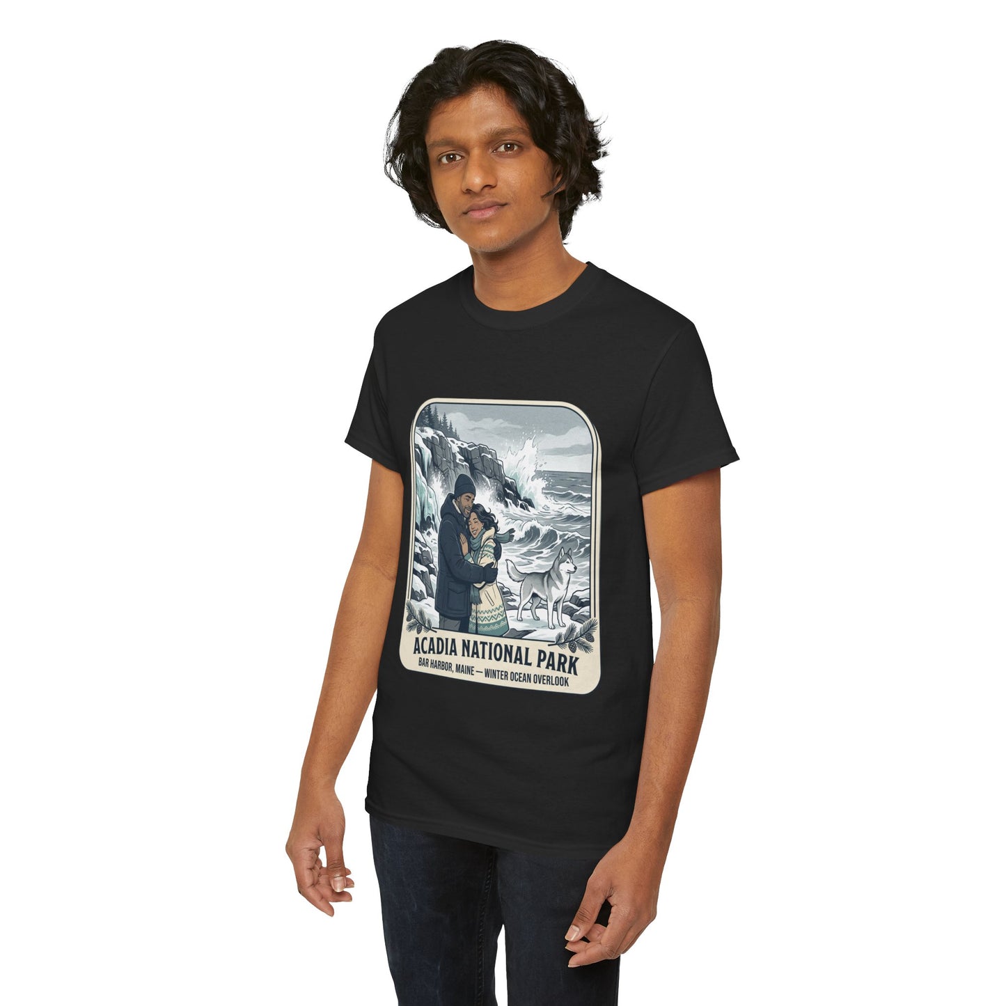 Acadia National Park Tee — Coastal Winter Couple Graphic