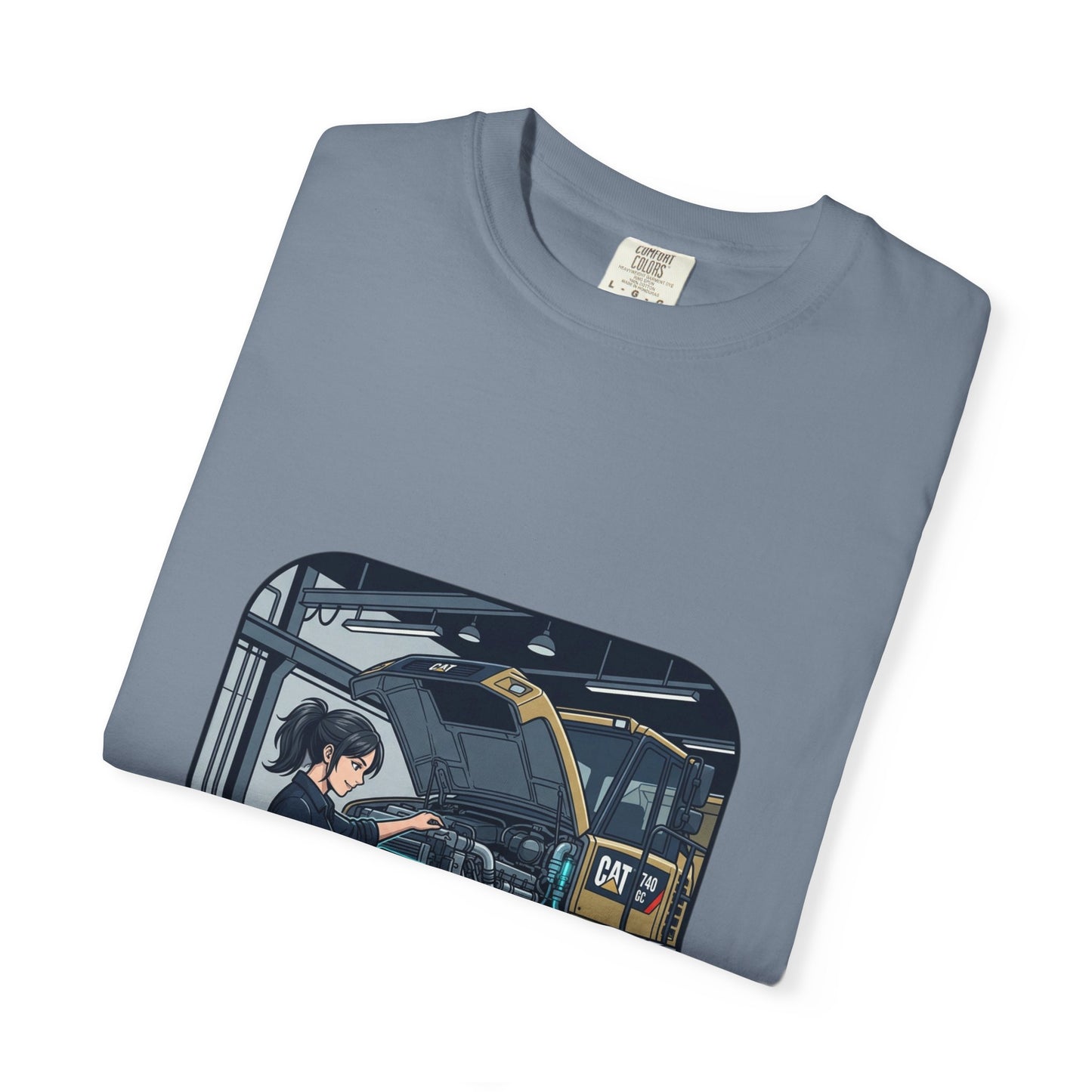 Mechanic Garage Scene T-Shirt — Vintage Truck Repair Illustration