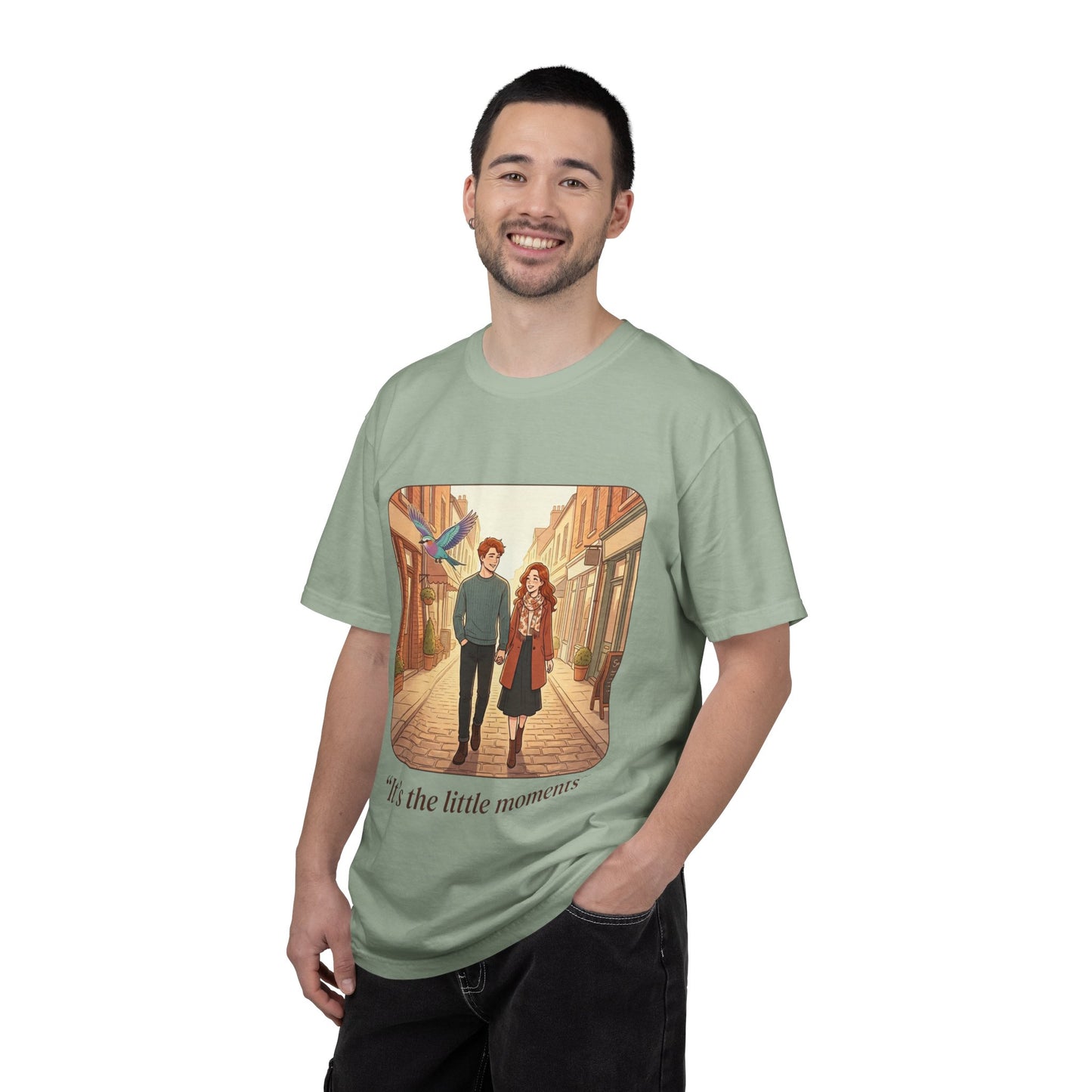 Romantic Stroll T-Shirt — “It’s the little moments” Couple Illustration Tee